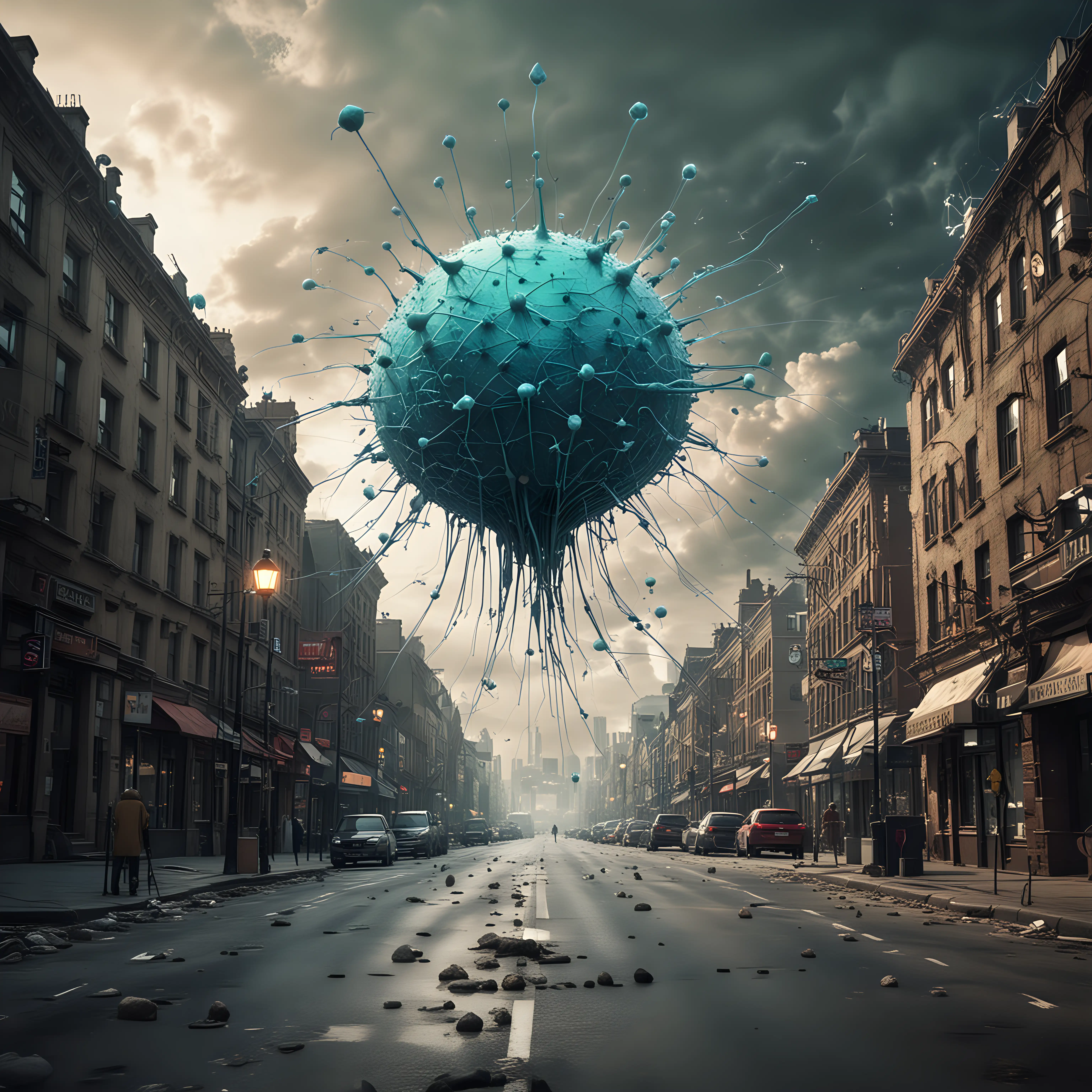 bacteriophage attacking a city