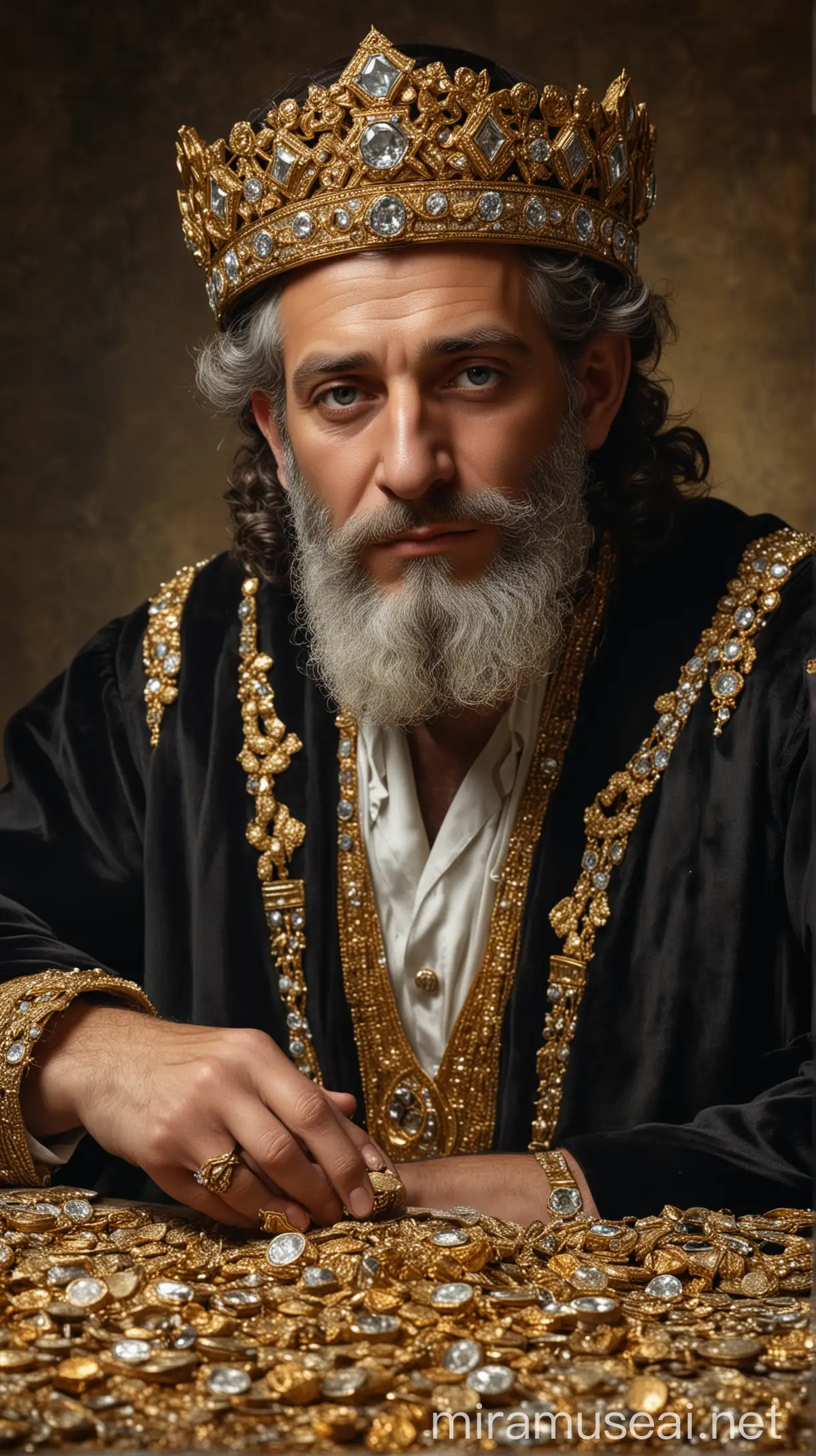 Wealthy Jewish Merchant Adorned in Gold and Diamonds in Ancient Times