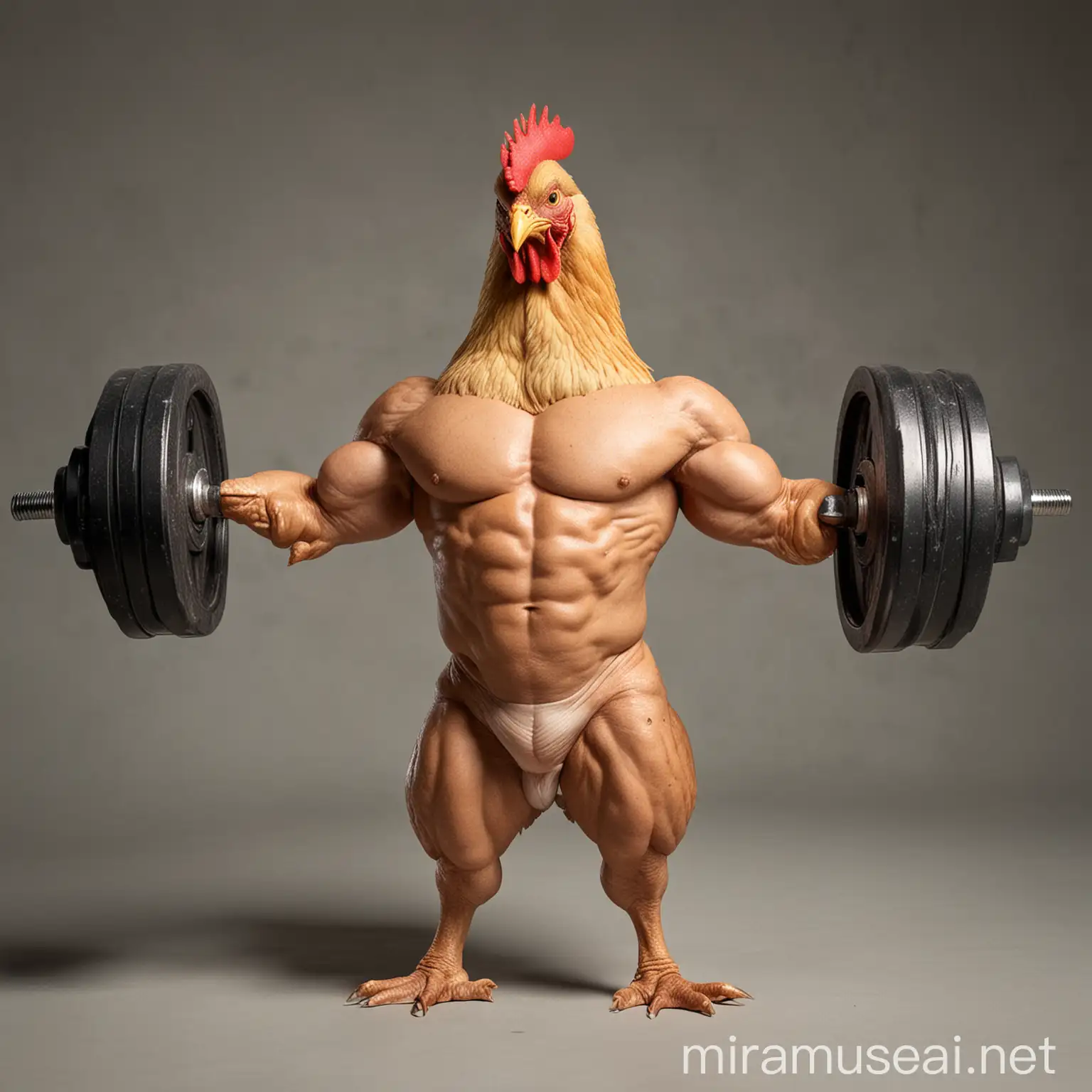 Muscular Chicken Bodybuilder Flexing its Feathers