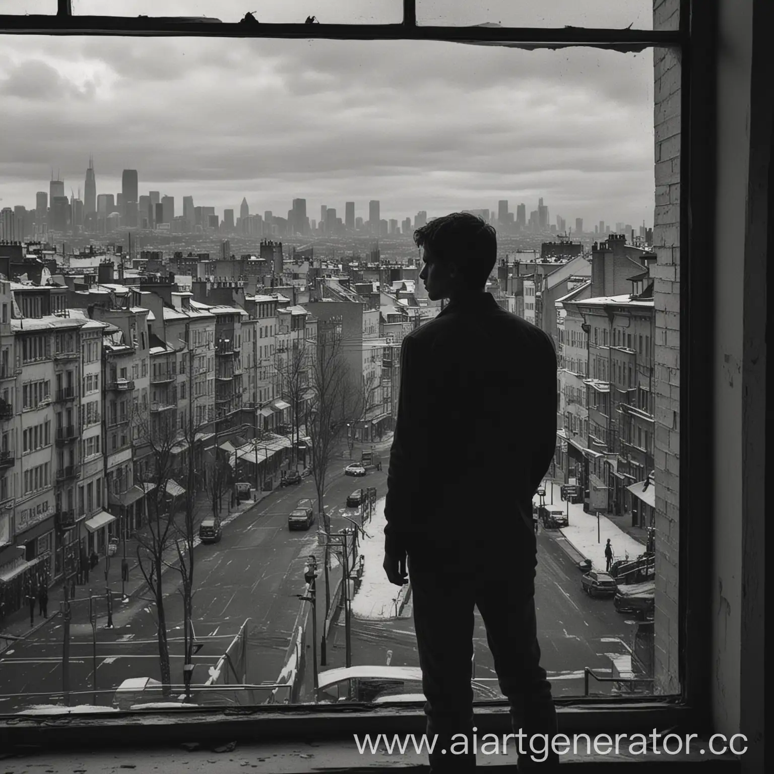 Man-Contemplates-Cityscape-Amidst-Inner-Conflict