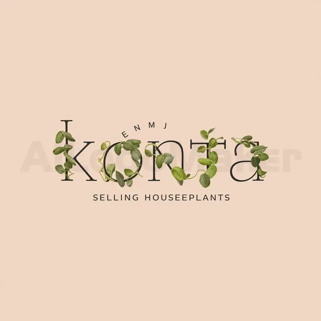 a logo design,with the text "Konta", main symbol:Logotype for site sold houseplants, letters made from home liana, soft colors, cozy, beauty, simplicity, memorable,Minimalistic,be used in Retail industry,clear background