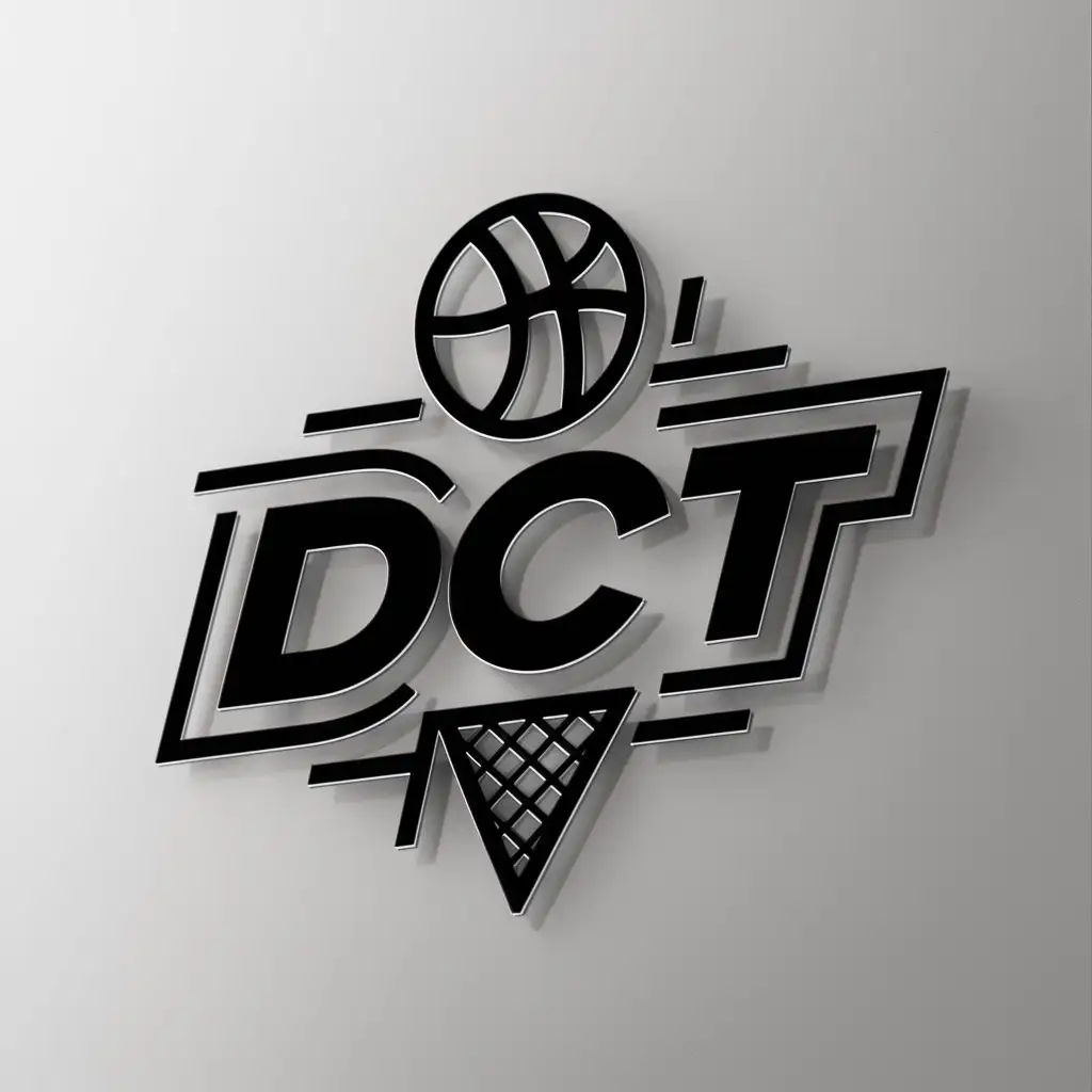 a logo design,with the text "DCT", main symbol:basketball, ice cream,Moderate,be used in Sports Fitness industry,clear background