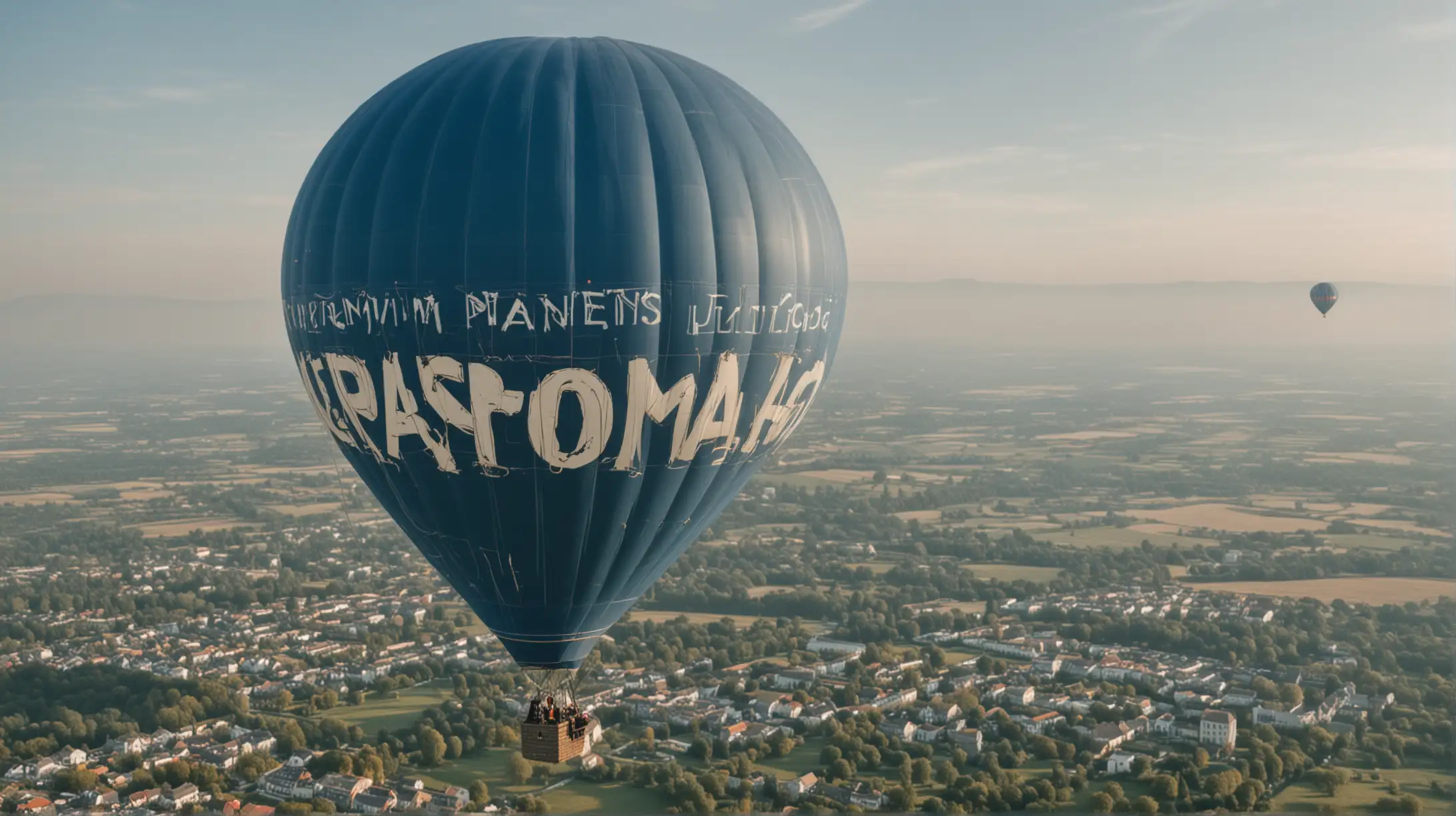 Blue Air Balloon Drifting Away with PANORAMAAM Letters