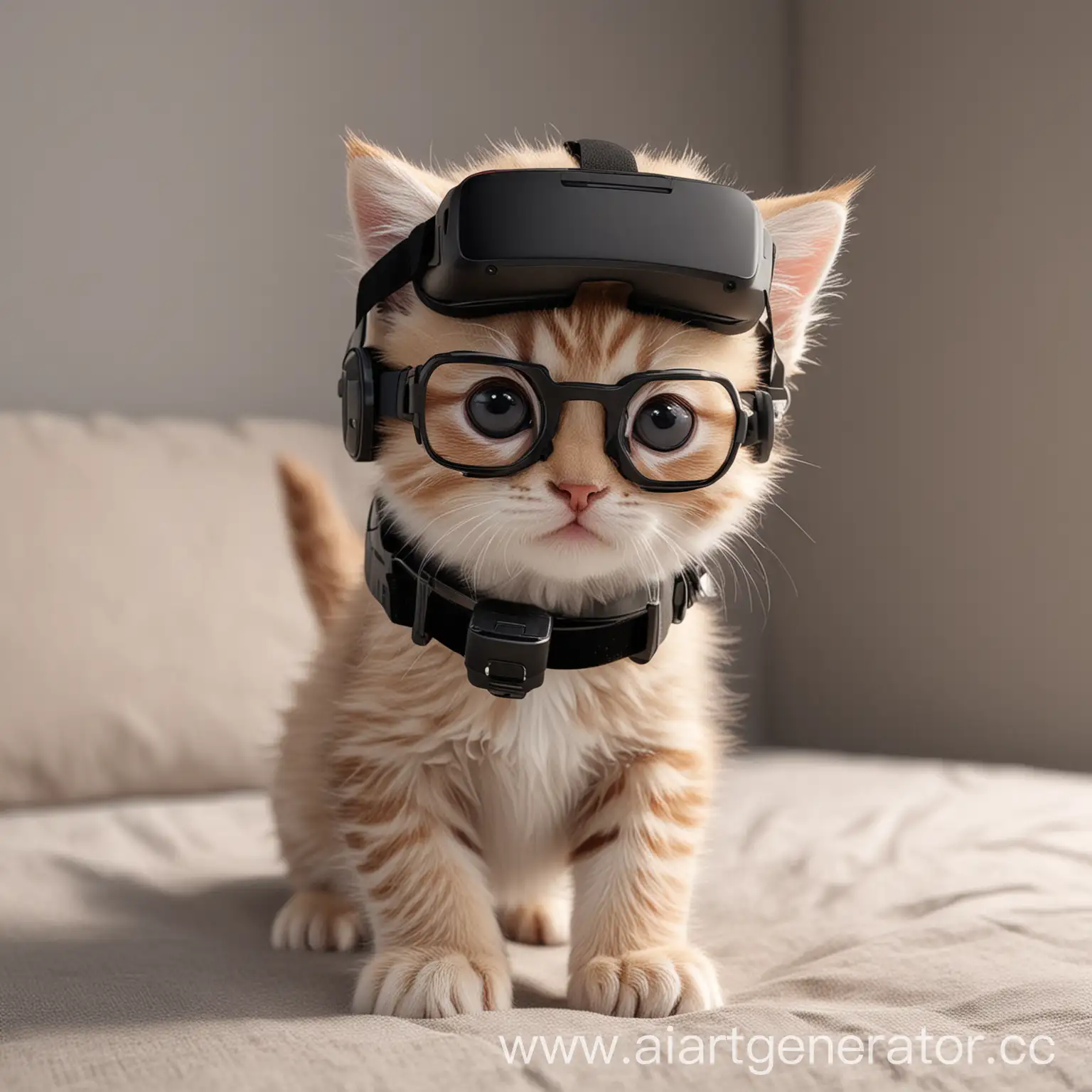 Adorable-Kitten-Exploring-Virtual-Reality-World