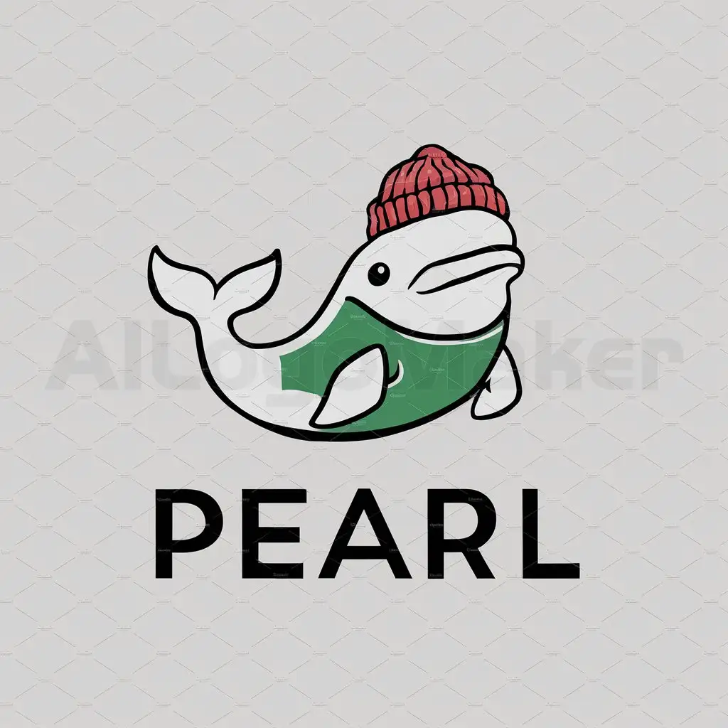 a logo design,with the text "pearl", main symbol:beluga in green shirt and red knitted cap, without text,Moderate,be used in Others industry,clear background