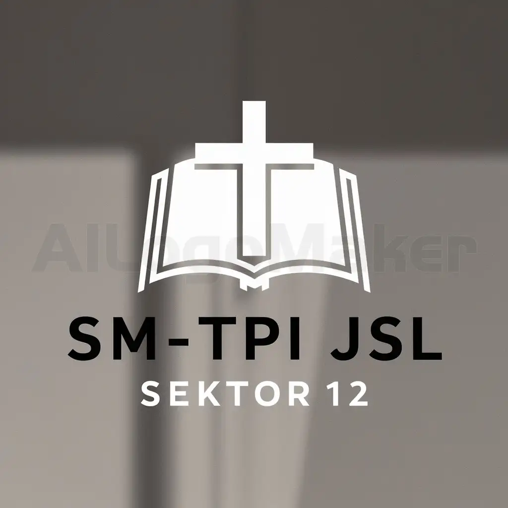 a logo design,with the text "sm-tpi jsl sektor 12", main symbol:Cross on the open Bible,Moderate,clear background