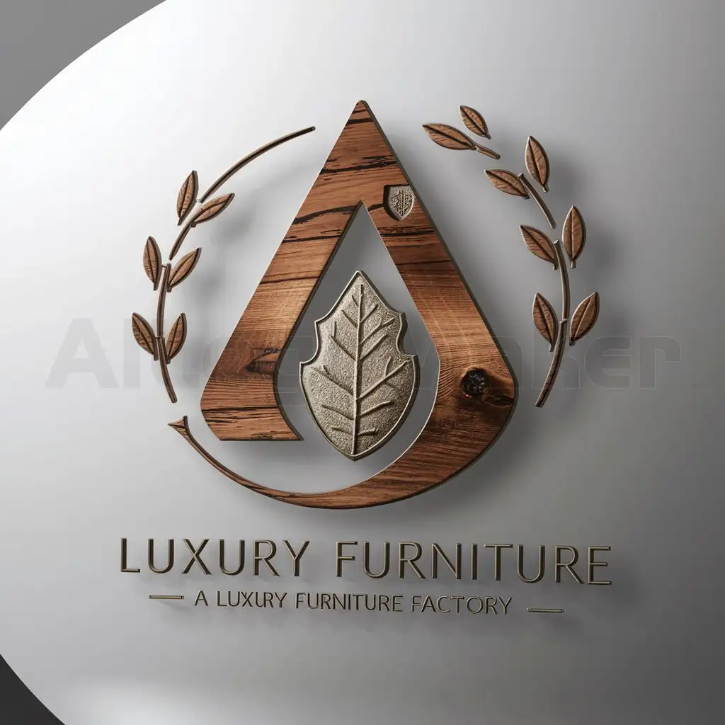 a logo design,with the text "Luxurious logo for a furniture factory, using brown wood, image of oak, shield, and leaves", main symbol:DELTA,complex,be used in Retail industry,clear background