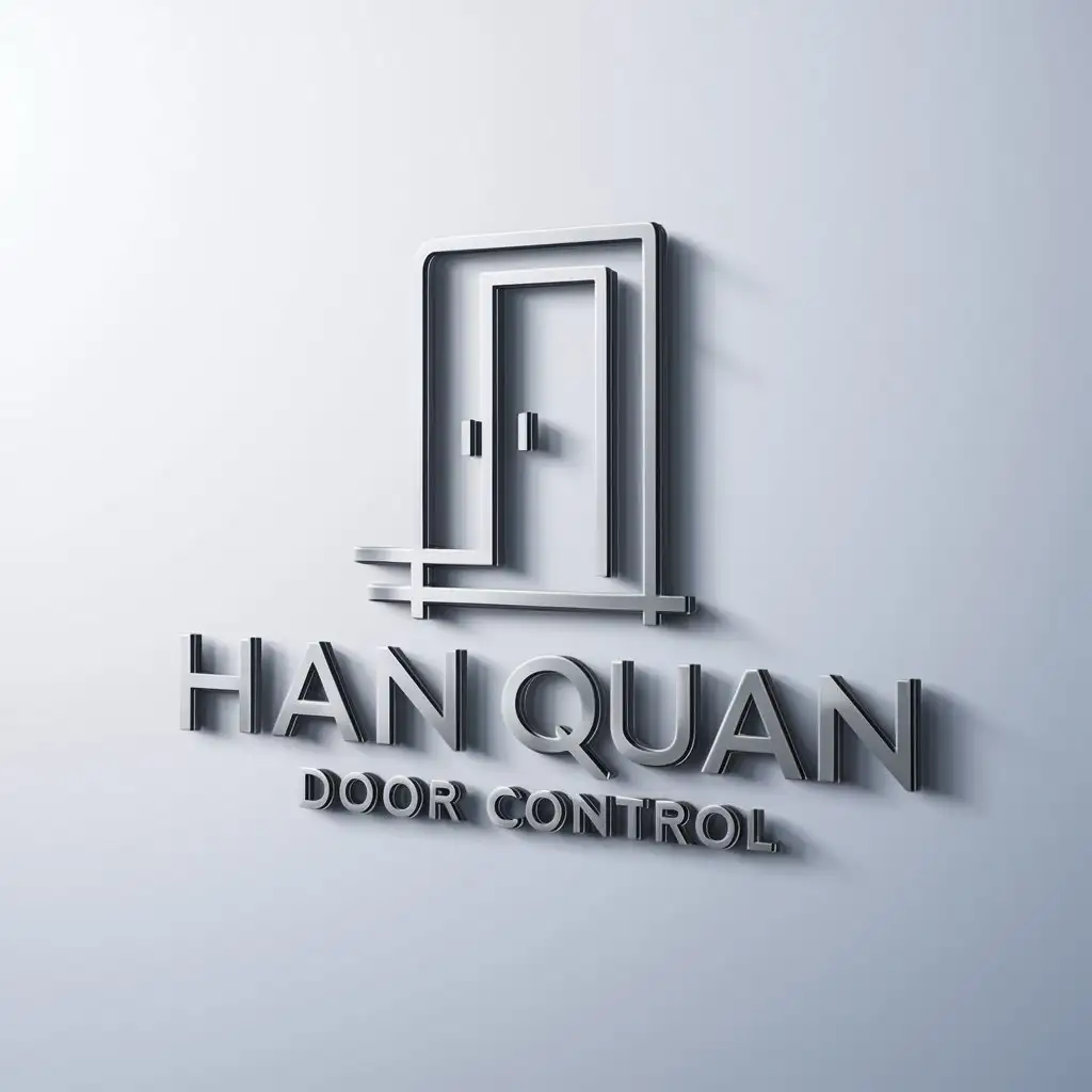 a logo design,with the text "HAN QUAN DOOR CONTROL", main symbol:DOOR,Moderate,be used in Construction industry,clear background