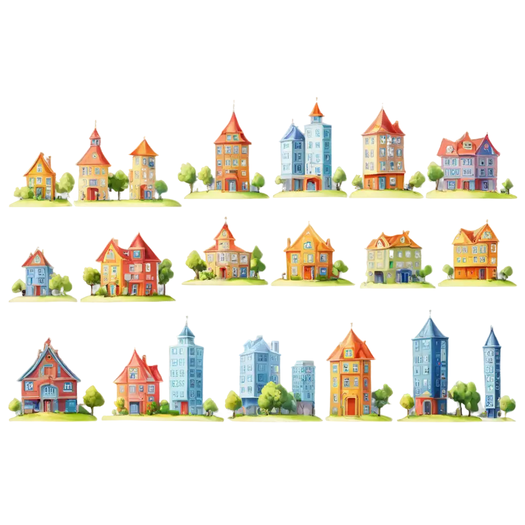 Vibrant-Cartoon-Buildings-PNG-Add-Whimsical-Charm-to-Your-Projects