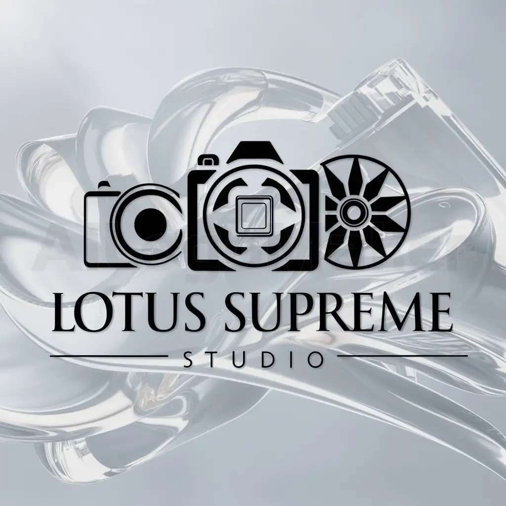 a logo design,with the text "Lotus Supreme Studio", main symbol:photography, filming, and digital marketing agency,complex,be used in photography industry,clear background