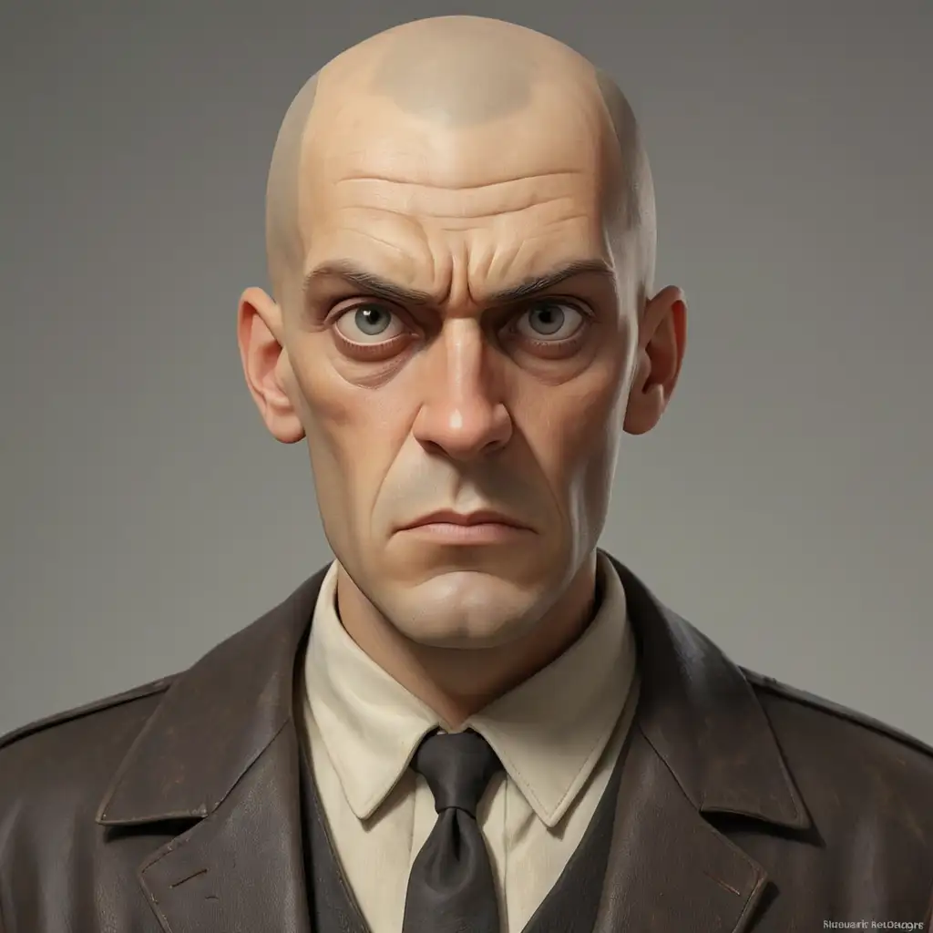 writer Vladimir Mayakovsky. bald haircut. without background. in realism style, 3d-animation