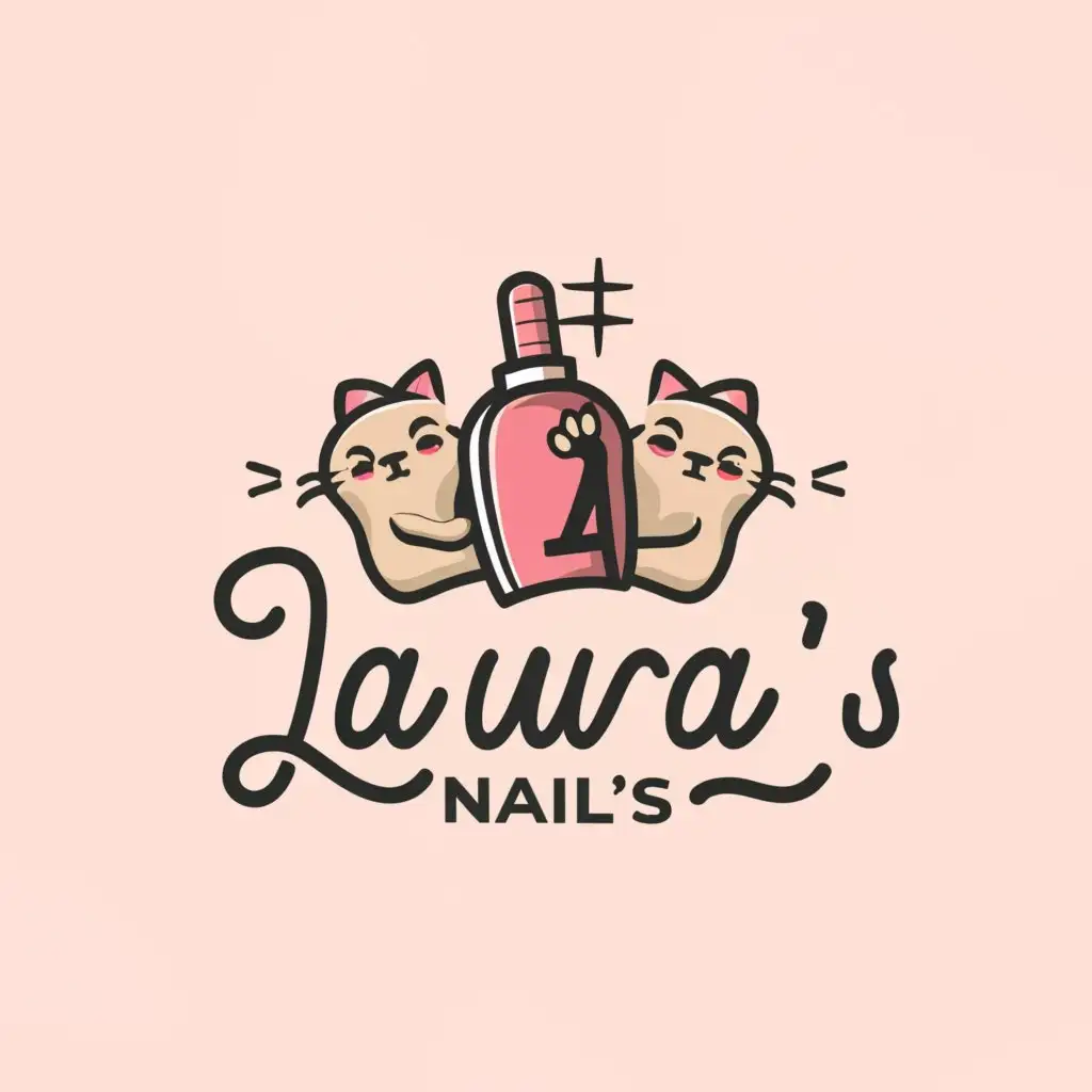 LOGO-Design-for-Laura-Nails-Elegant-Nail-Polish-Theme-with-Twin-Cats