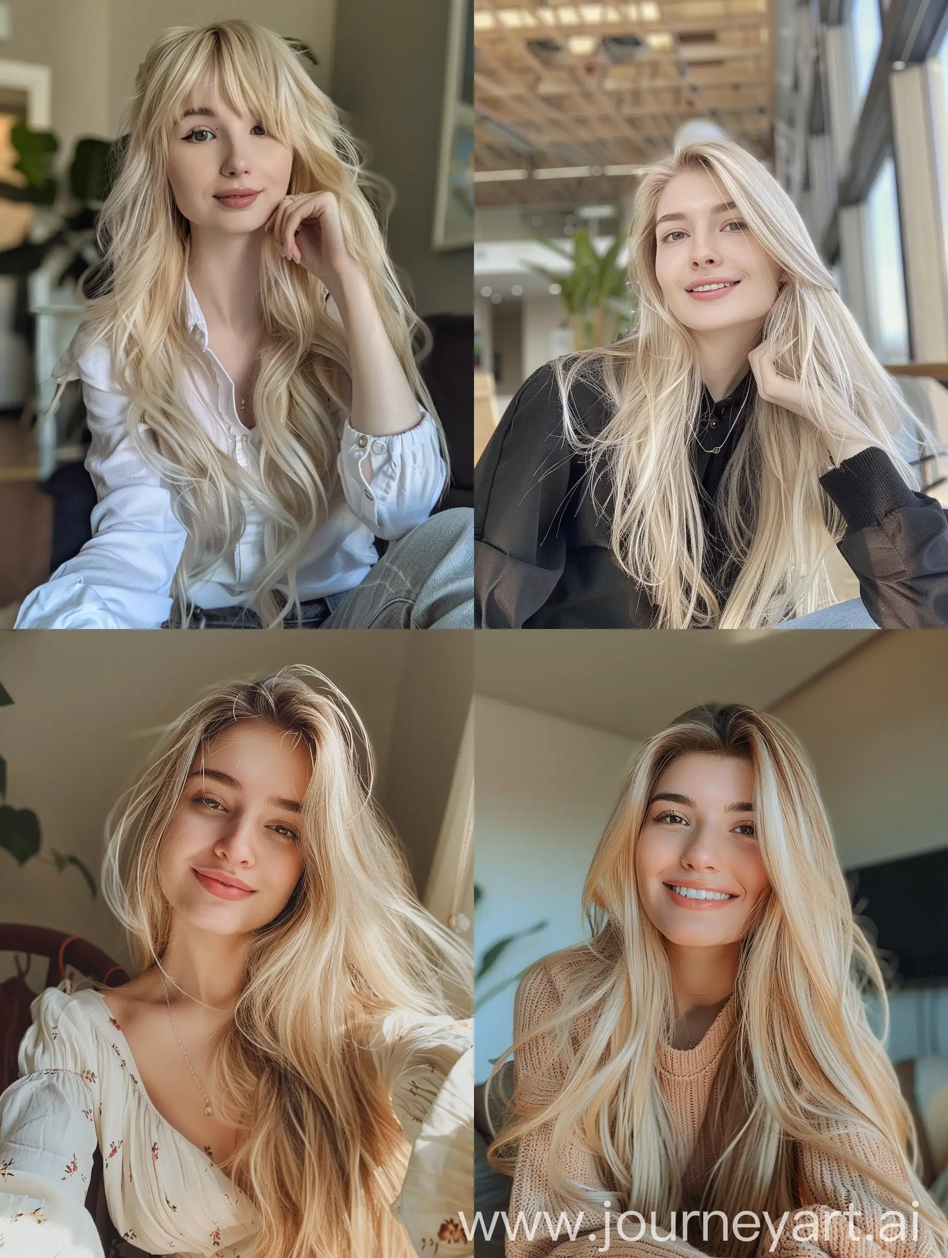 1  girl,    long  blond  hair ,   22  years  old,    influencer,    beauty   ,     in  the  school    ,cosplay, cosplayer   ,  makeup,   smiling, chão view,      sitting  on  chair  ,     no  effect,     selfie   , iphone  selfie,      no  filters ,   iphone  photo    natural
