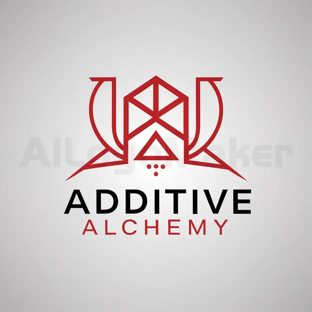 a logo design,with the text "additive alchemy", main symbol:geomentry with curved angles,red,Minimalistic,be used in Technology industry,clear background
