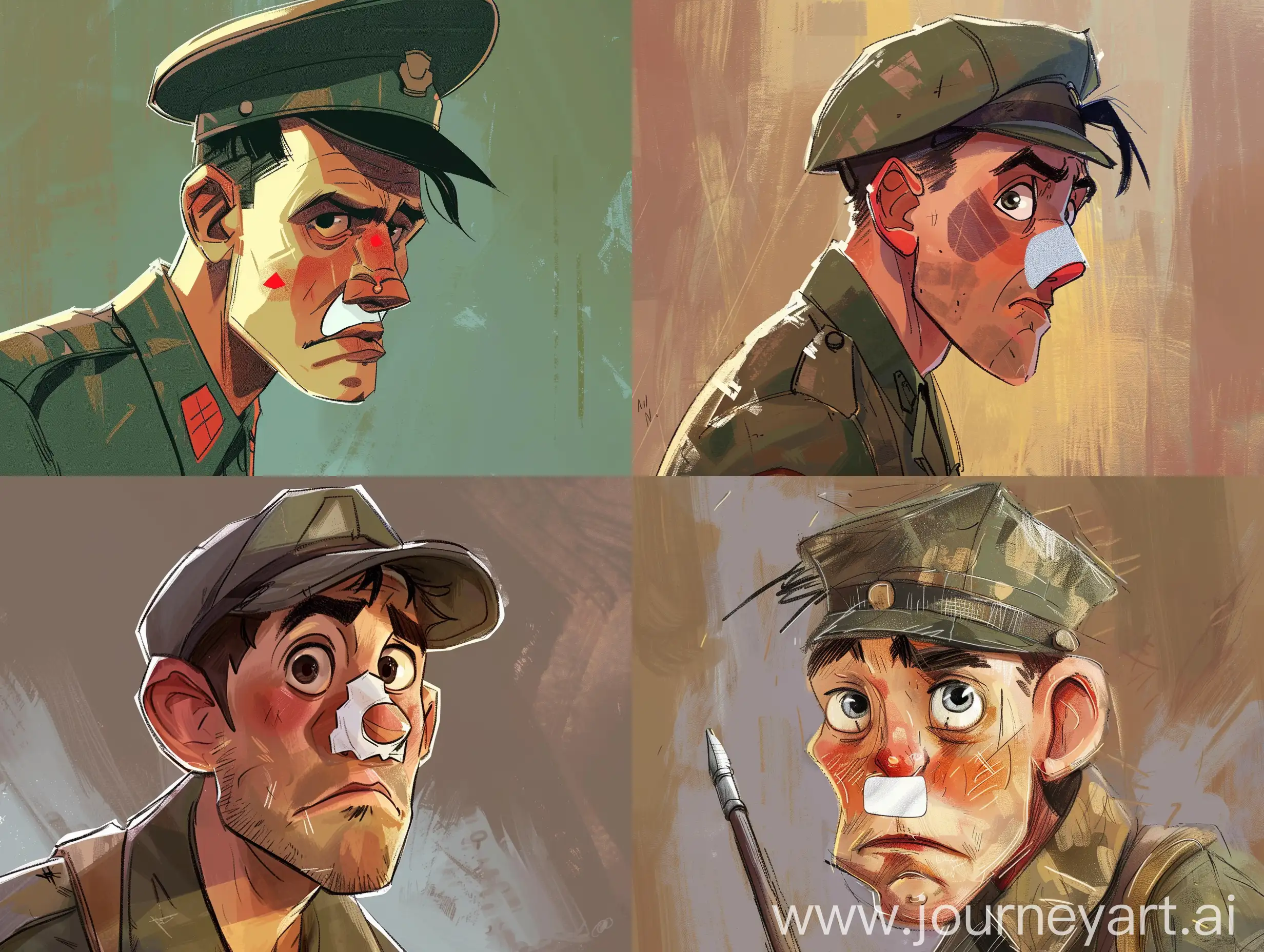Disney-Style-World-War-II-Soldier-with-Plaster-on-Nose