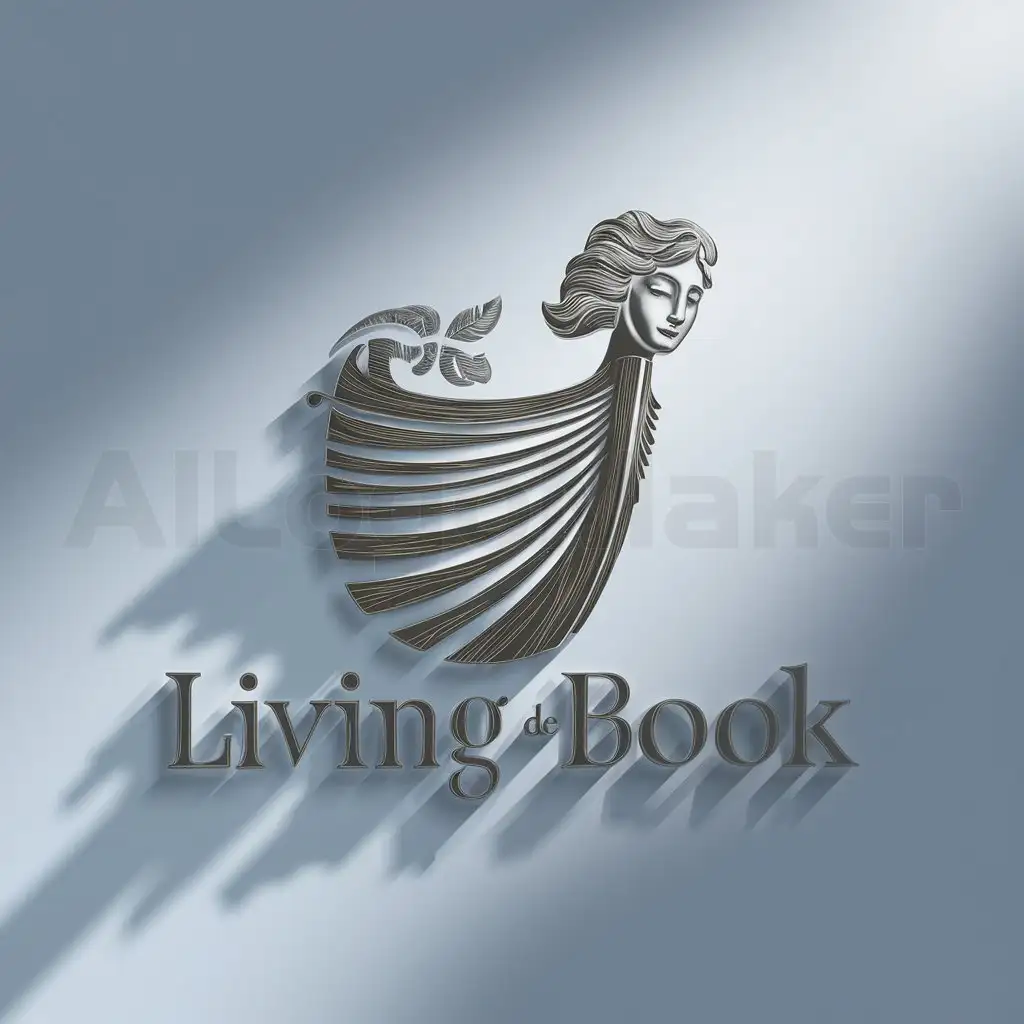 a logo design,with the text "Living Book", main symbol:Mascarón de proa,complex,clear background