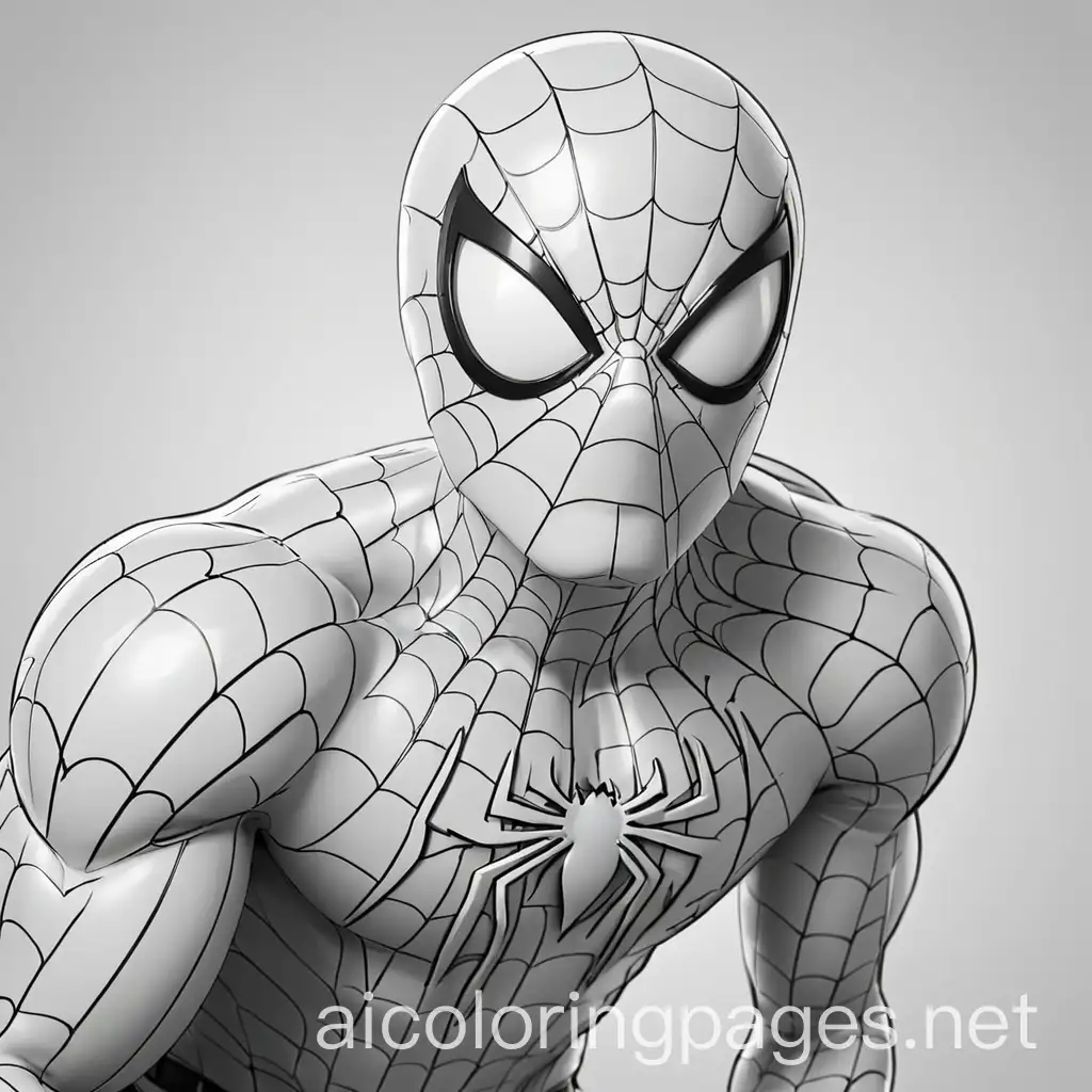 Spider man
, Coloring Page, black and white, line art, white background, Simplicity, Ample White Space. The background of the coloring page is plain white to make it easy for young children to color within the lines. The outlines of all the subjects are easy to distinguish, making it simple for kids to color without too much difficulty
