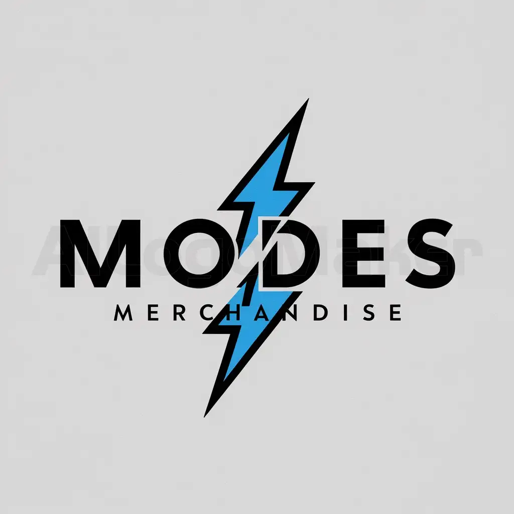 a logo design,with the text "Modes Merchandise", main symbol:Lightning bolt,Minimalistic,clear background