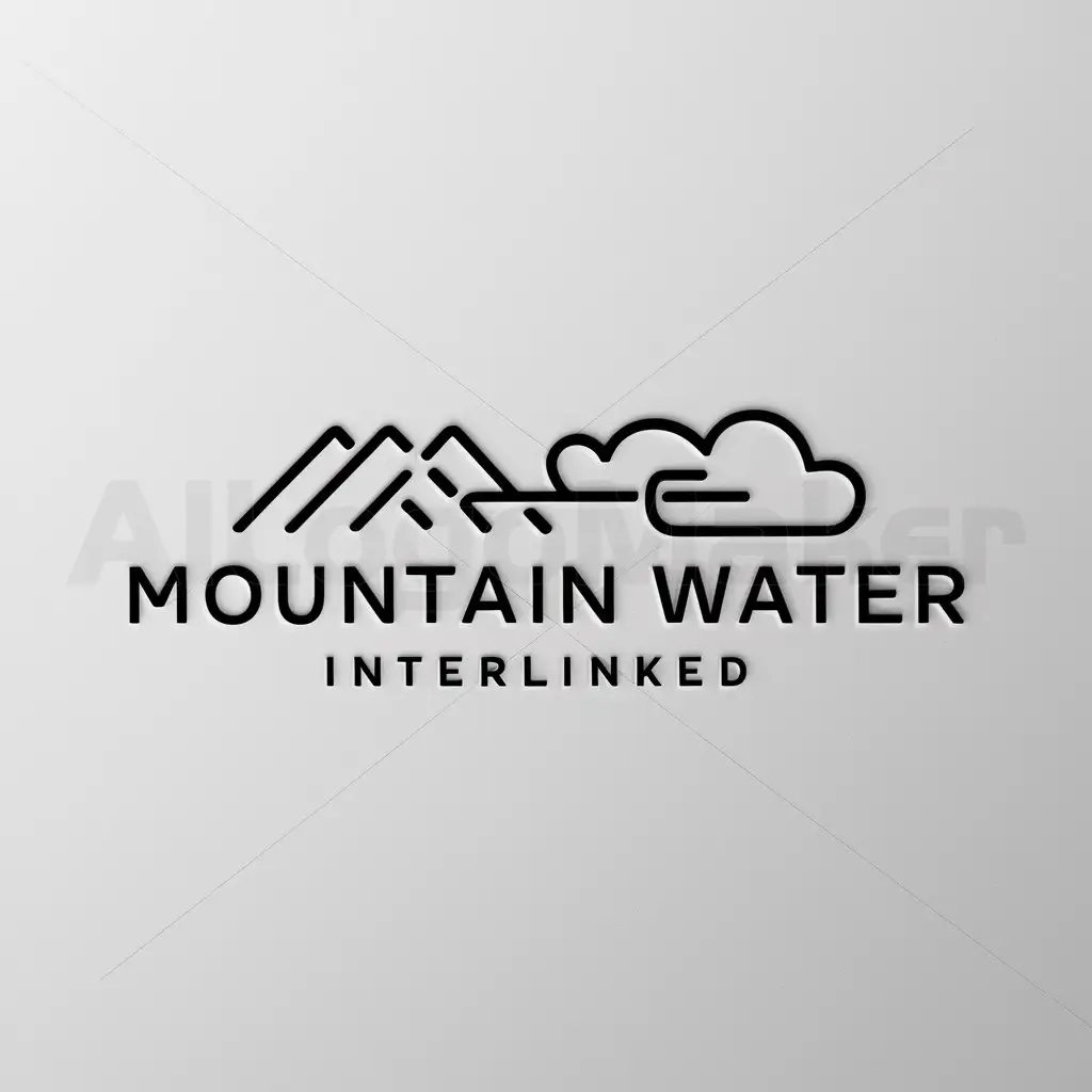 a logo design,with the text "mountain water interlinked", main symbol:mountain water cloud,Moderate,be used in Internet industry,clear background
