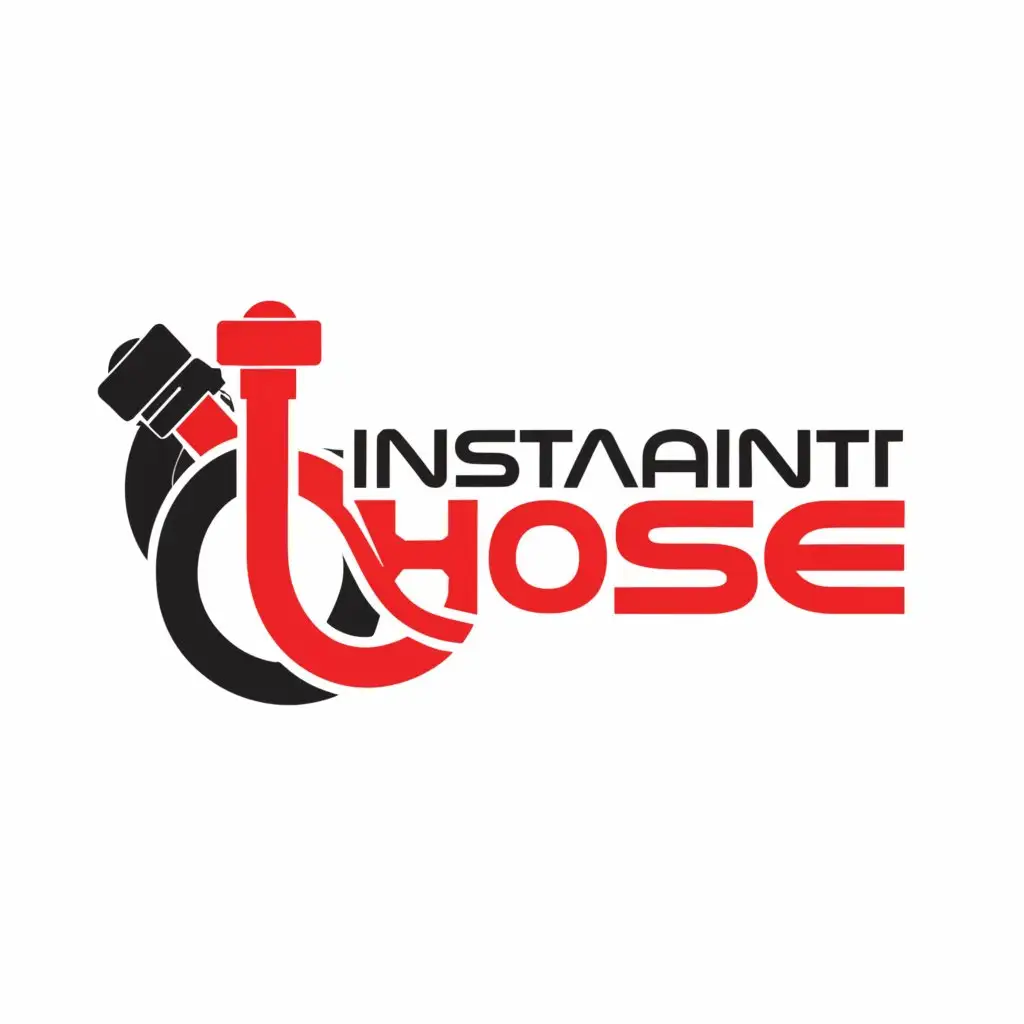 a logo design,with the text "Instant Hose", main symbol:simple text logo called "Instant Hose",   It’s a hydraulic hose company. 
 Colors could be mixed and matched, red blue white black grey yellow.,Minimalistic,be used in Others industry,clear background