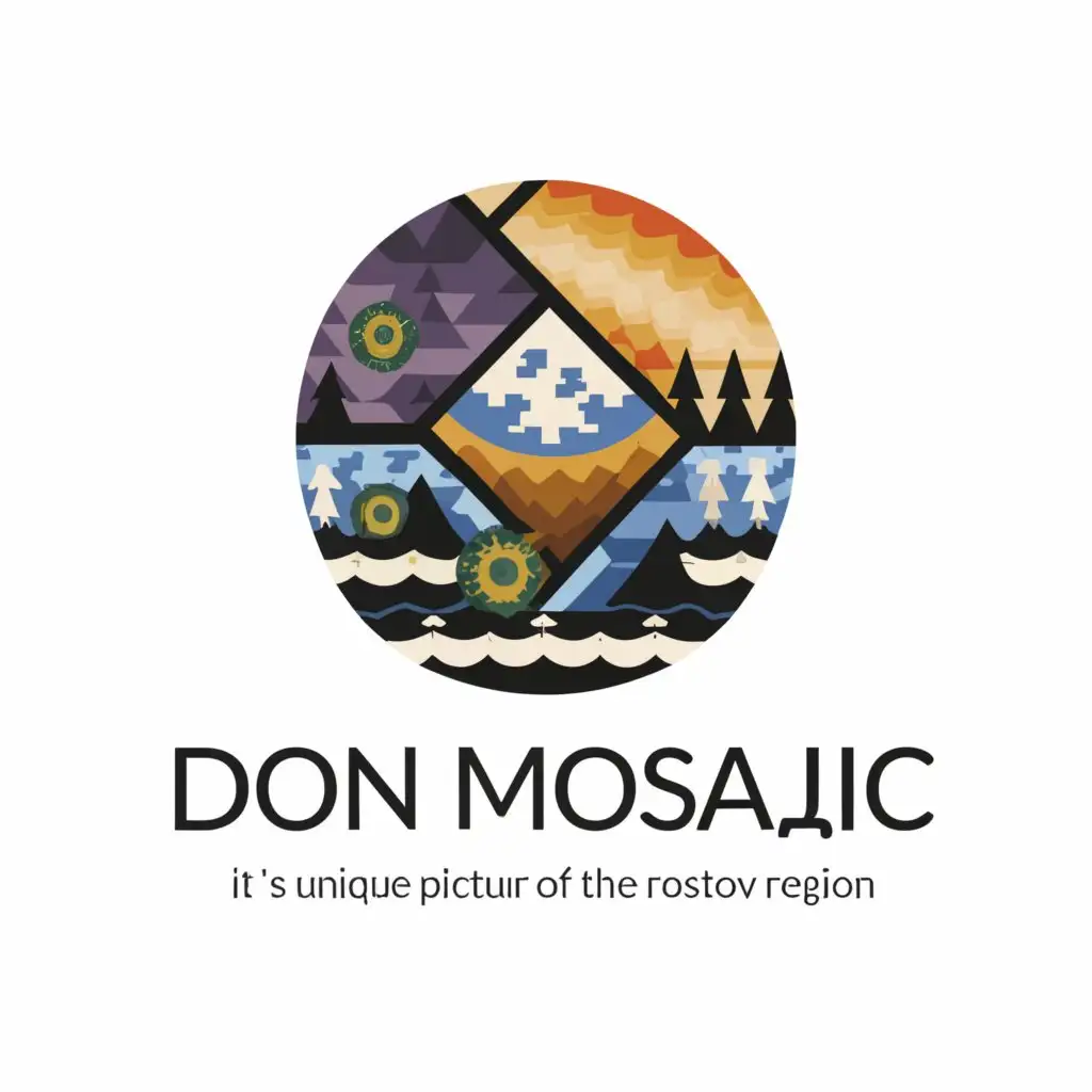a logo design,with the text 'Don Mosaic: Its Unique Picture of the Rostov Region', main symbol:Cossacks River Don mosaic underground passage,Moderate,be used in Travel industry,clear background