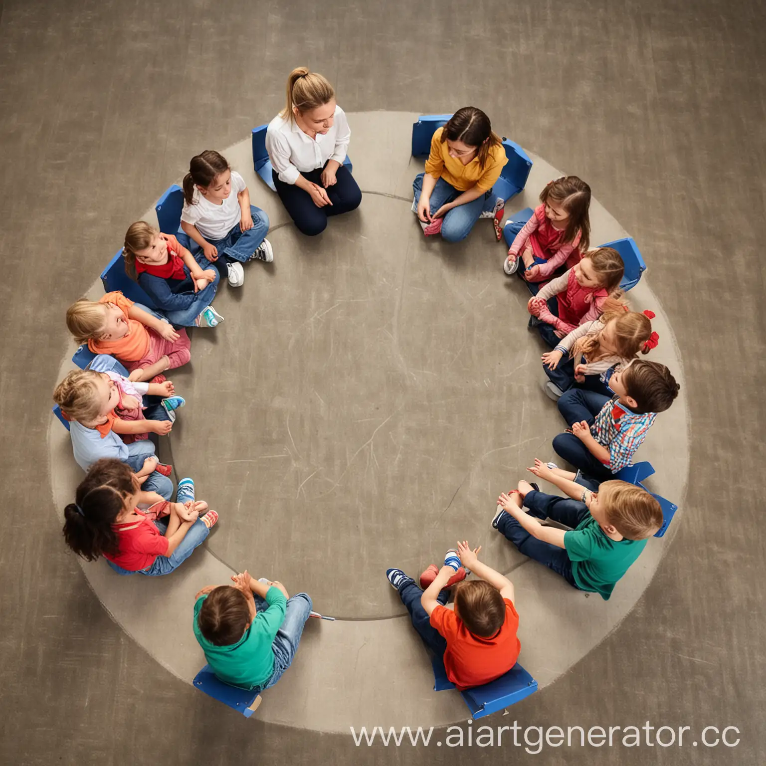Educator-and-Children-Sitting-in-a-SemiCircle-on-the-Floor