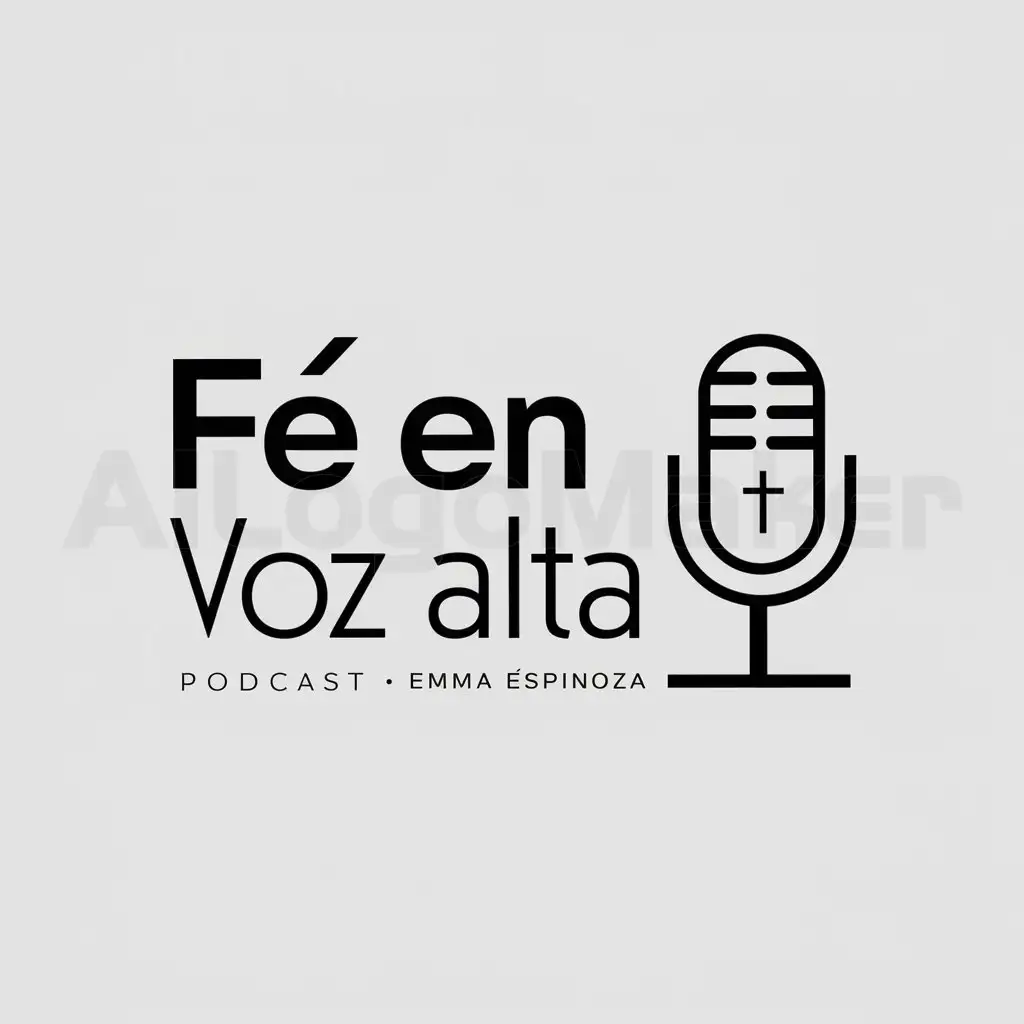 a logo design,with the text "Fe en Voz Alta", main symbol:Microphone Podcast Faith Christian by Emma Espinoza,Minimalistic,be used in Religious industry,clear background