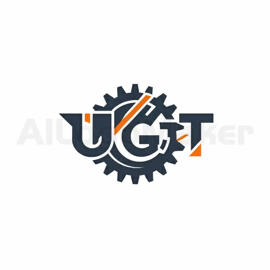 a logo design,with the text "UGT", main symbol:Gear combination logo with the word UGT,Moderate,clear background