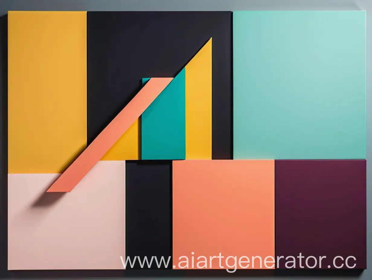 an abstract composition of simple geometric shapes and three colors