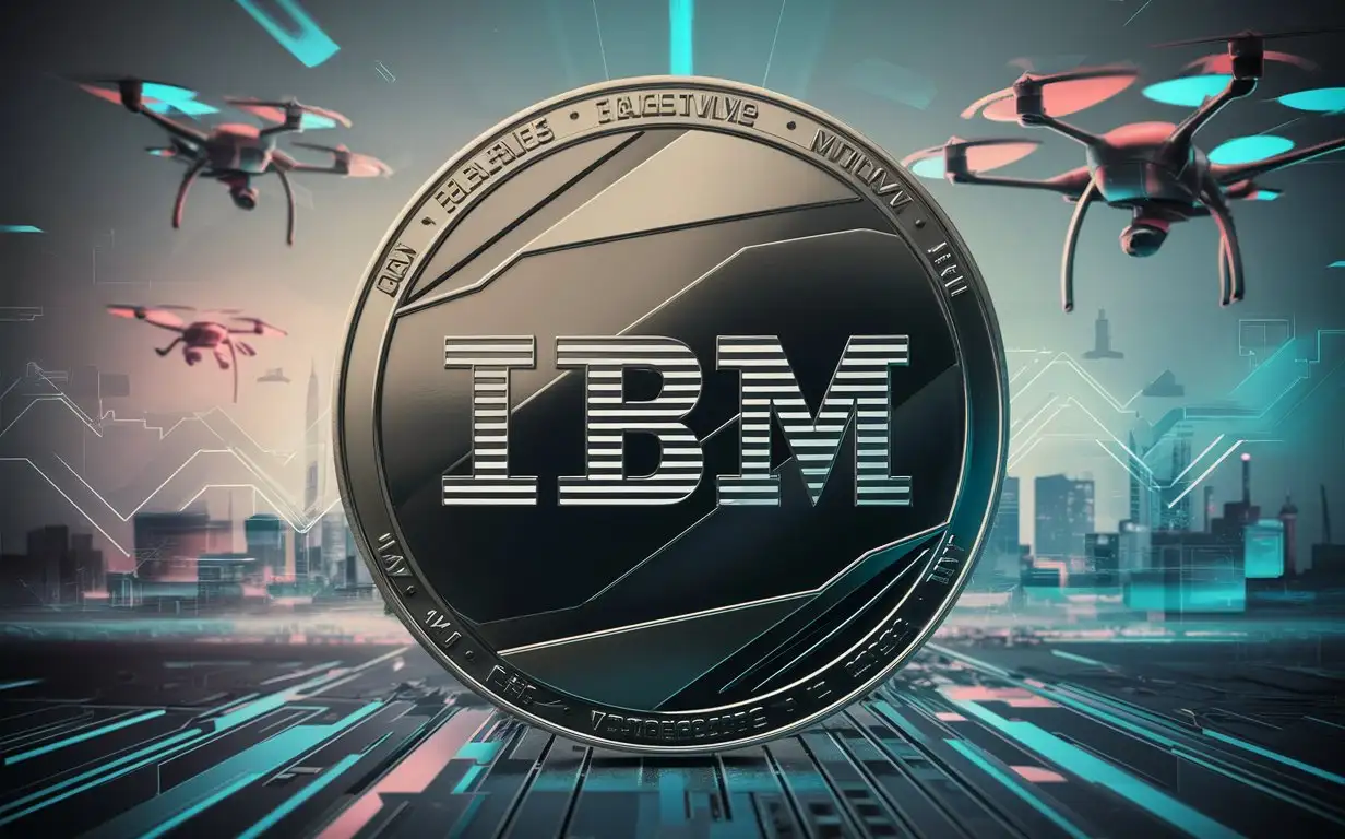 Please generate an image, mainly to make a virtual currency, with three letters IBM on the coin.