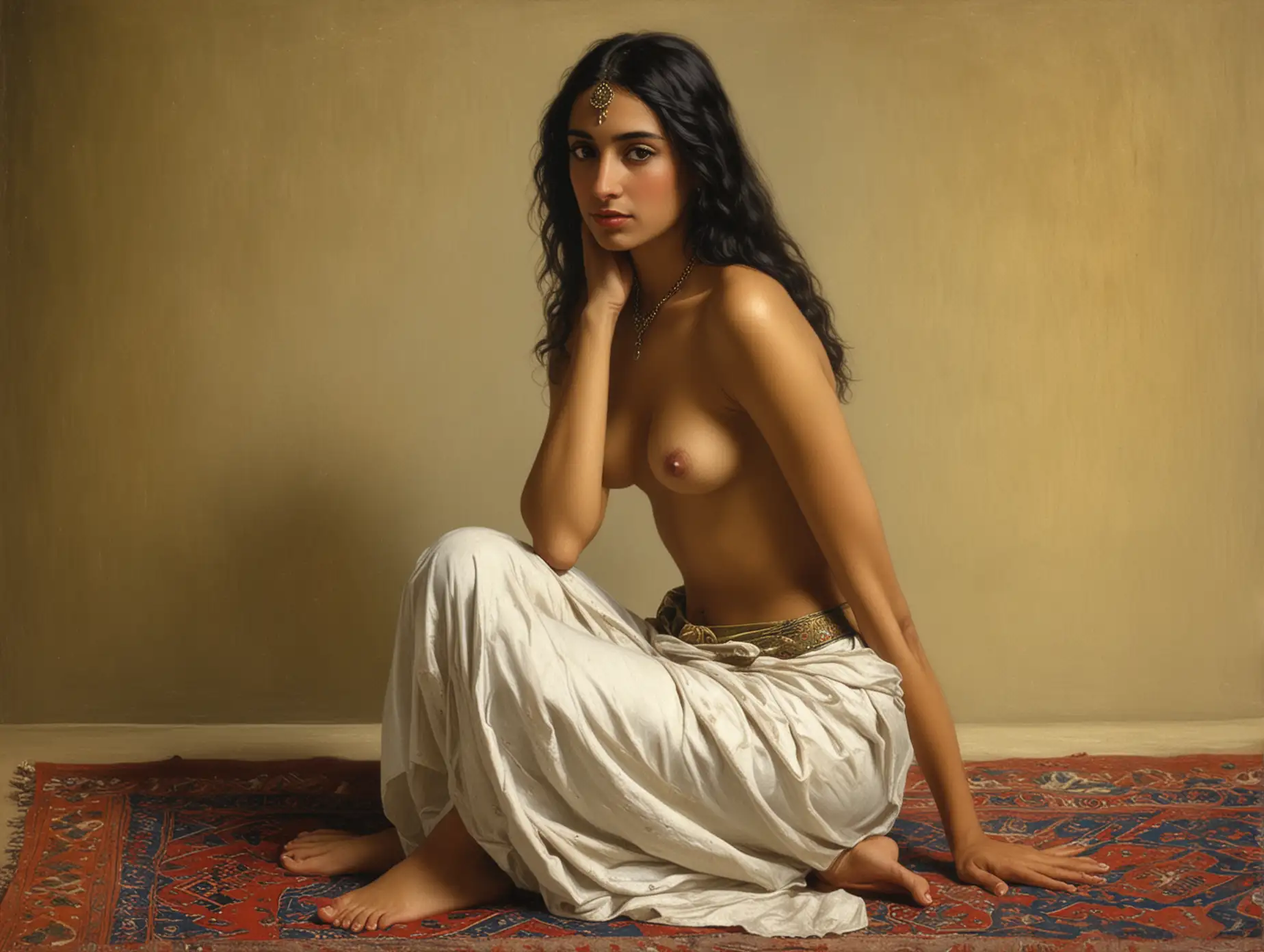 Topless-Arabian-Woman-in-Delicate-Robe-by-John-Maler-Collier