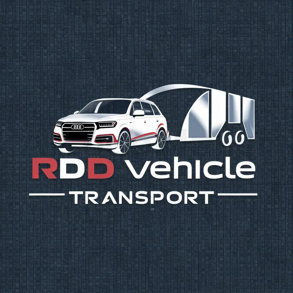 LOGO-Design-For-RDD-Vehicle-Transport-Audi-Q7-with-Car-Trailer-on-Transparent-Background