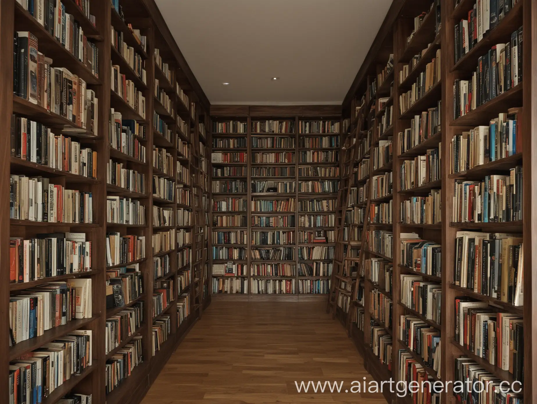 Bookshelves-Filled-with-Numerous-Books-in-Foreground