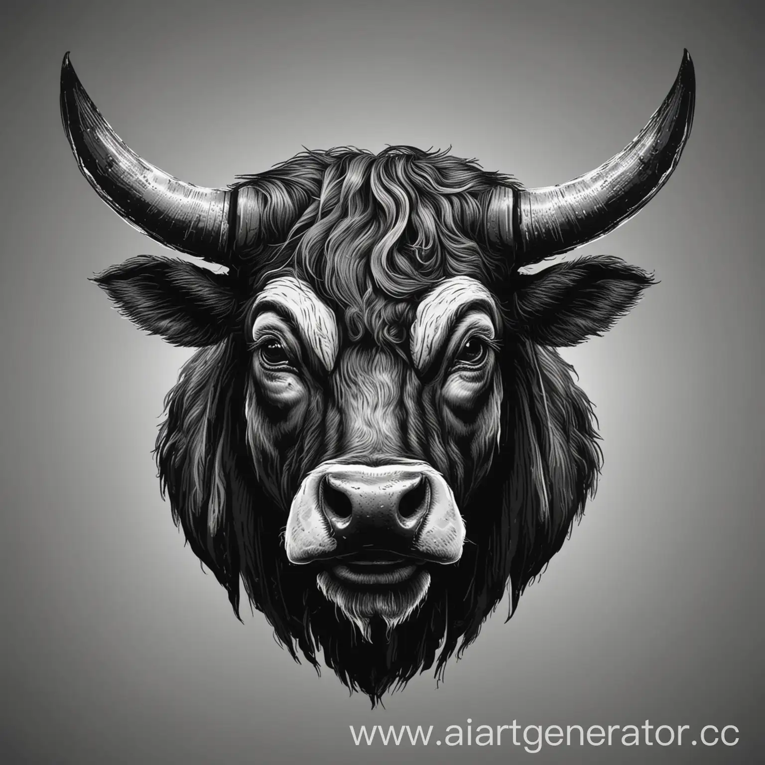 Monochrome-Bull-Head-Vector-Illustration