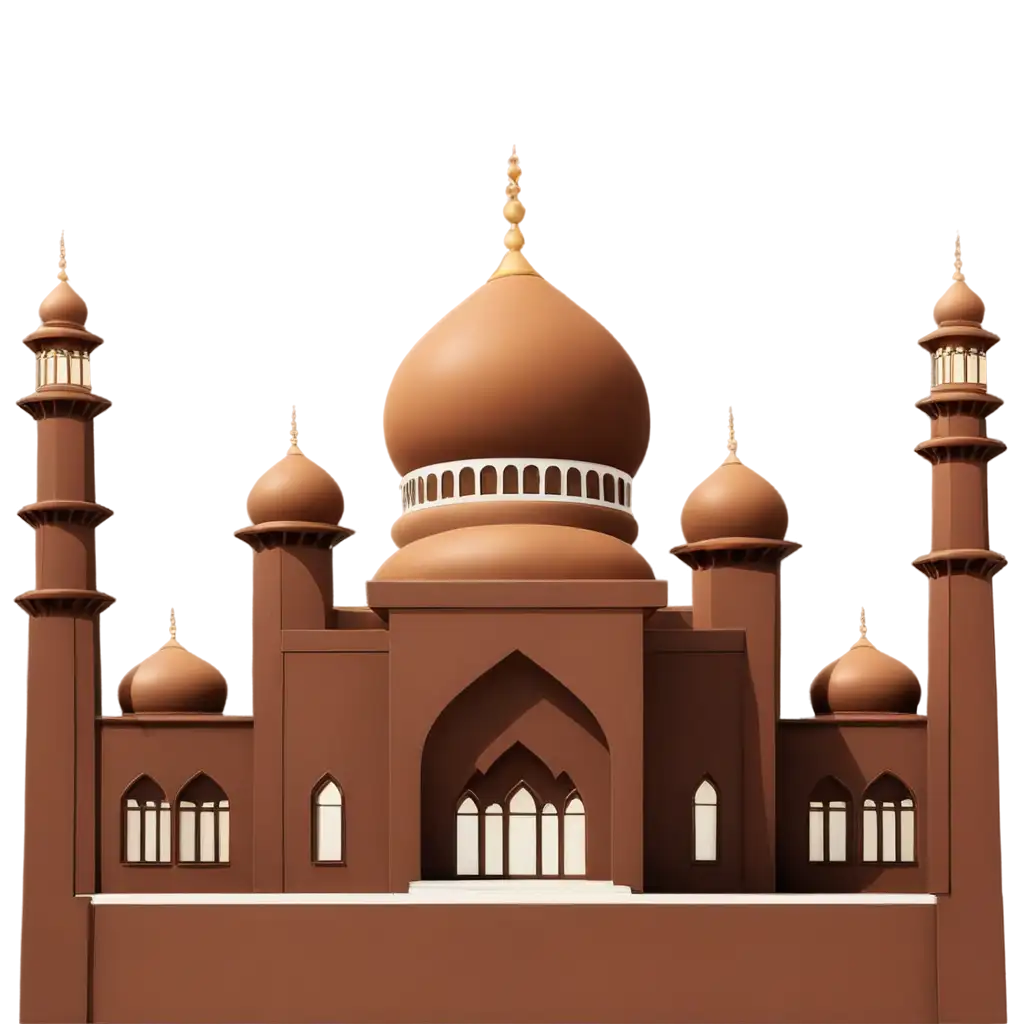 Masjid kartun berwarna coklat