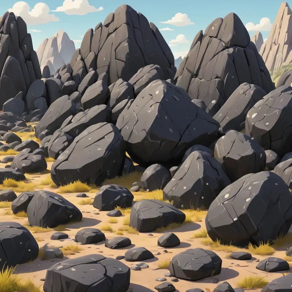 Cartoon-Black-Rocks-Amidst-Unusual-Natural-Landscape