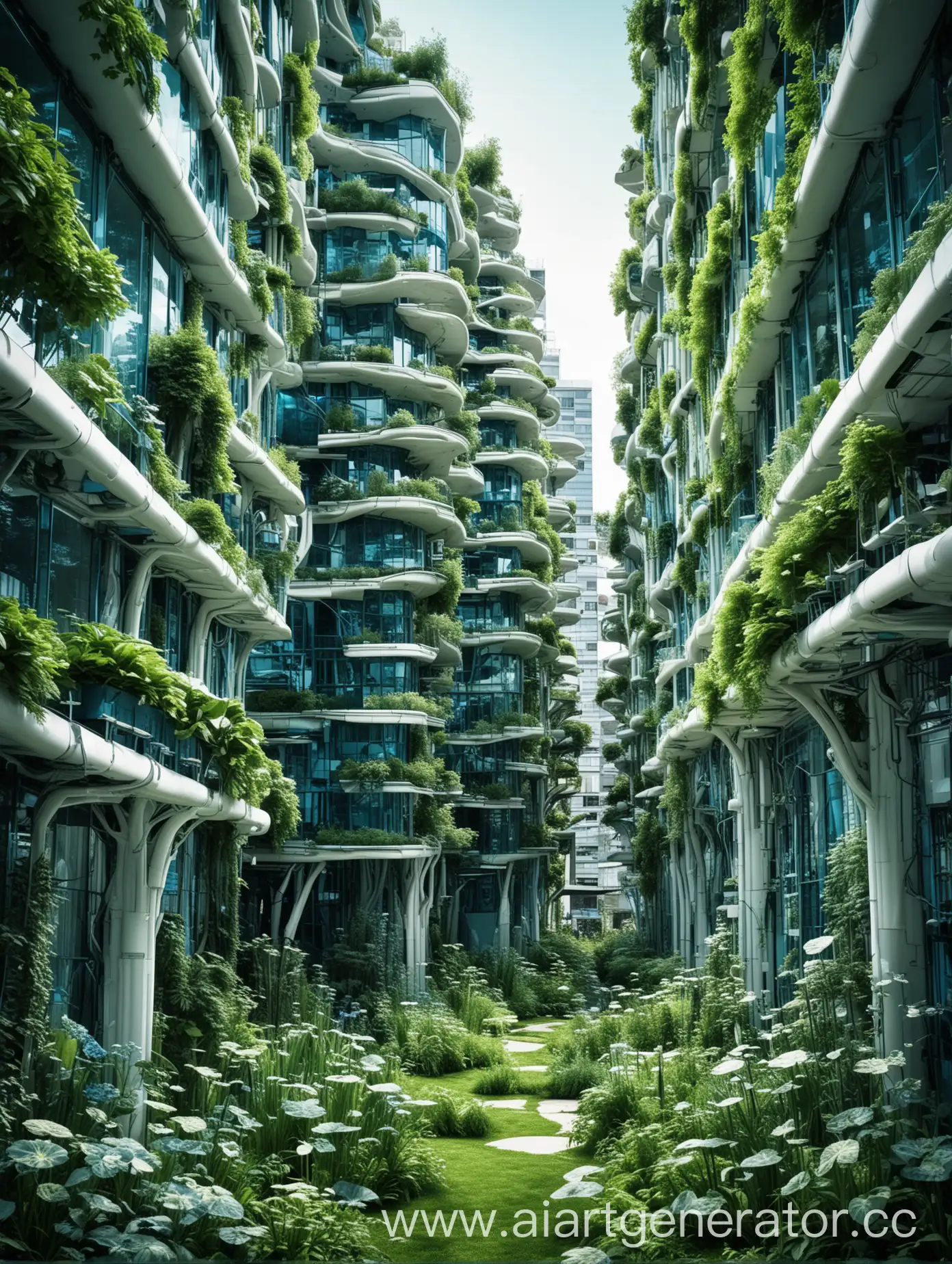 Bionic-Architecture-in-a-City-Garden-A-Futuristic-Oasis-of-White-Blue-and-Green-Tints