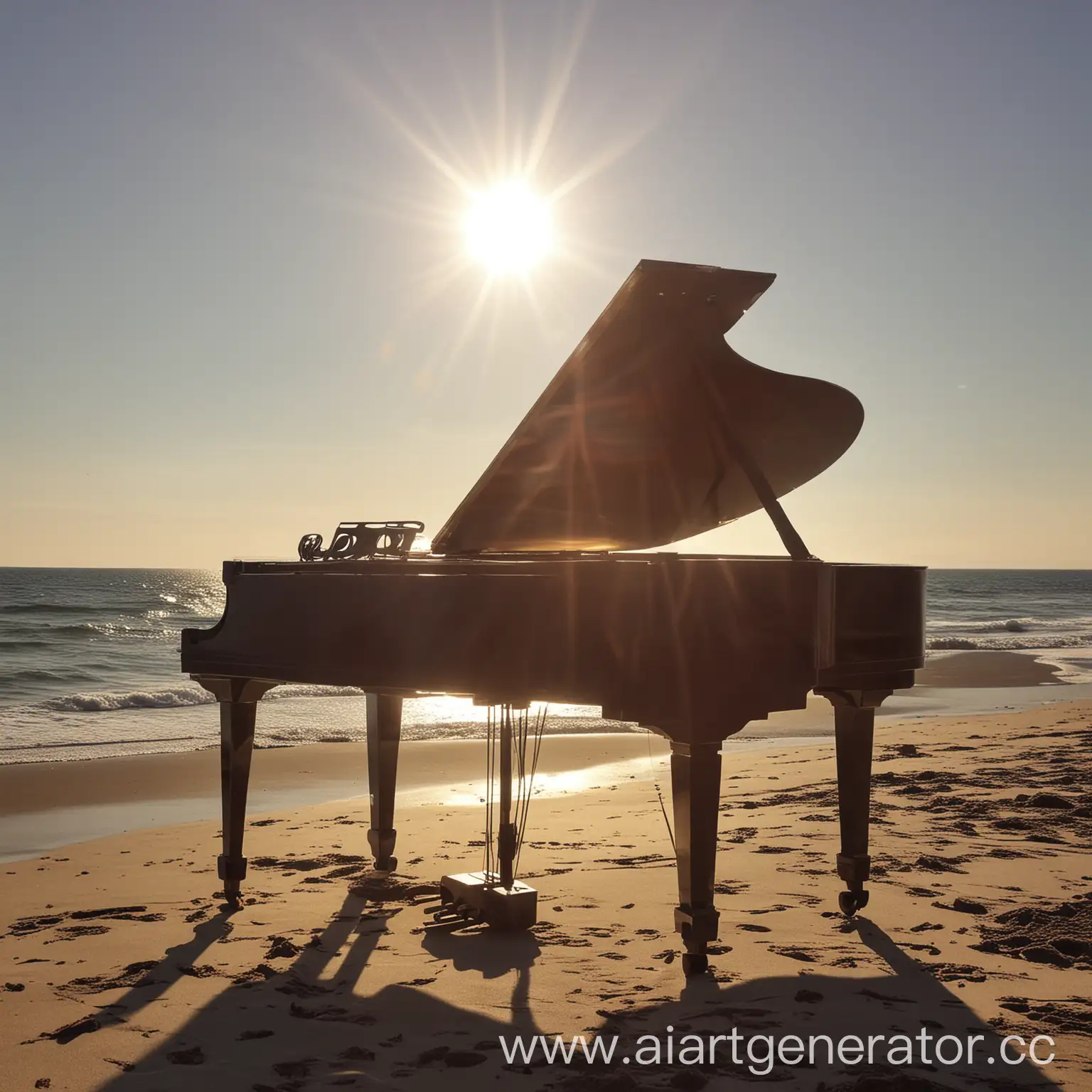 жаркий июль пляж море рояль фортепиано музыка счастье солнце радость