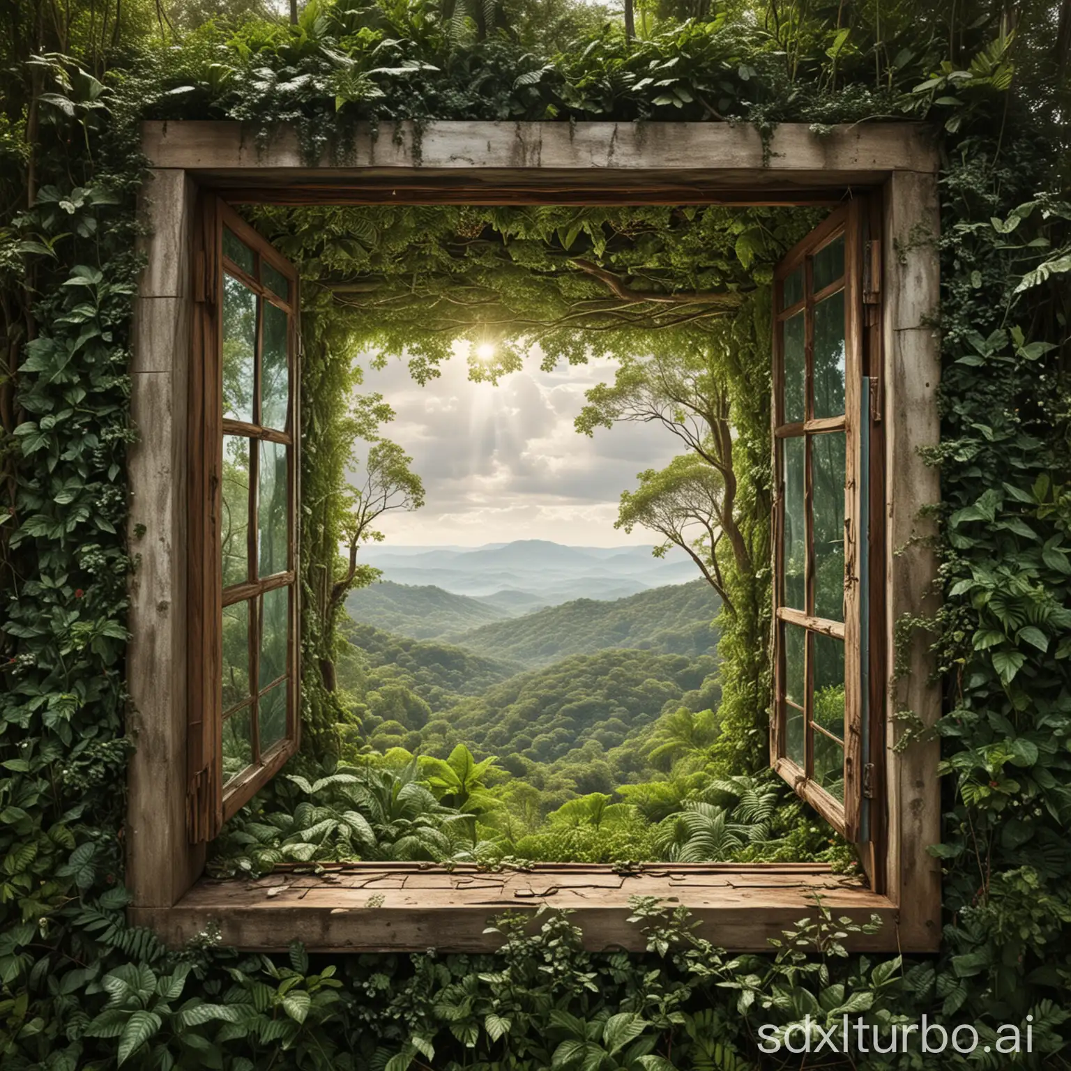 trompe-l'oeil: make a 3d mural that deceives the eye into thinking it's a real window to a dense paraguayan forest at spring