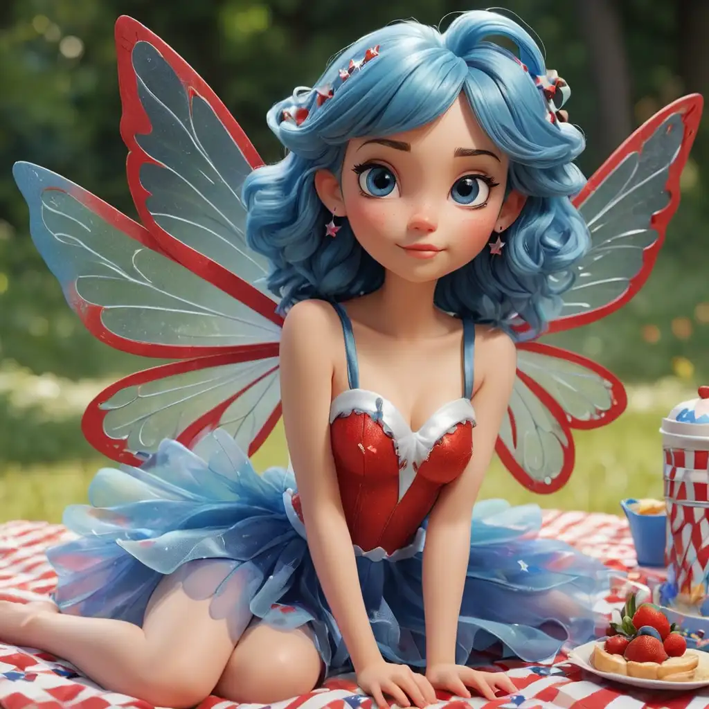 Festive 4th of July Fairy Enjoying Picnic in Disney Style