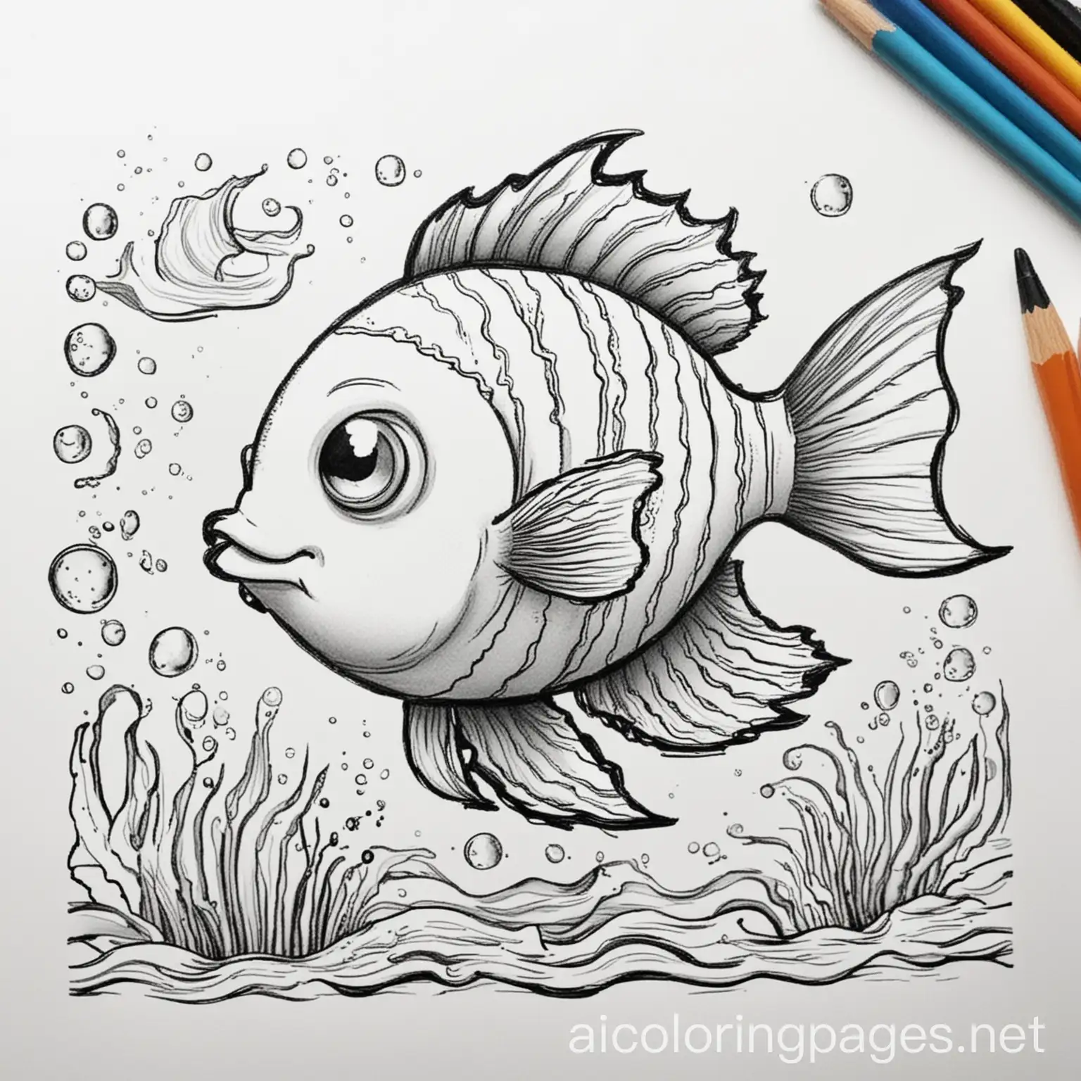 Cartoon-Drawing-School-of-Fish-Coloring-Page