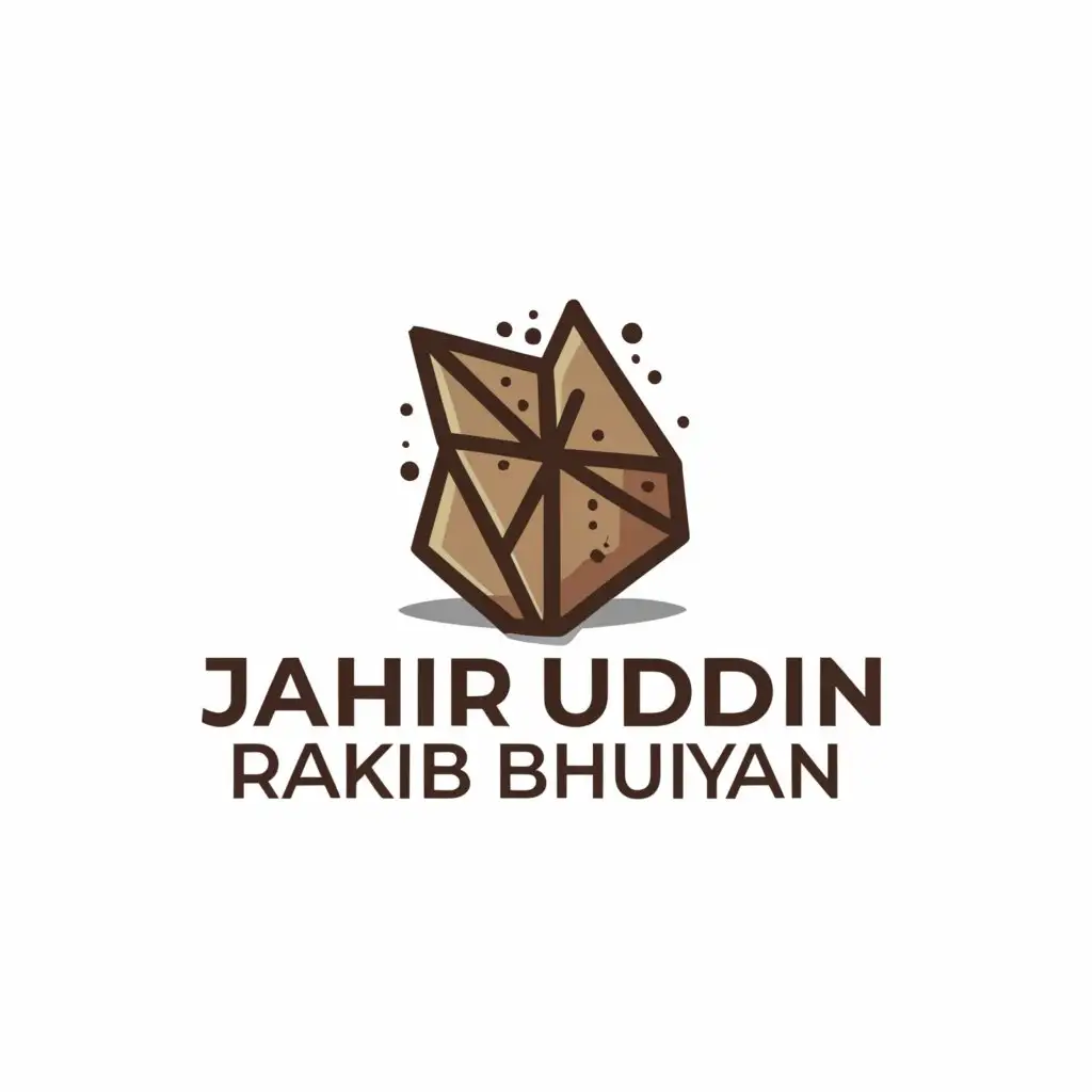 a logo design,with the text "Jahir Uddin Rakib Bhuiayan", main symbol:Stone,Minimalistic,be used in 3D industry,clear background