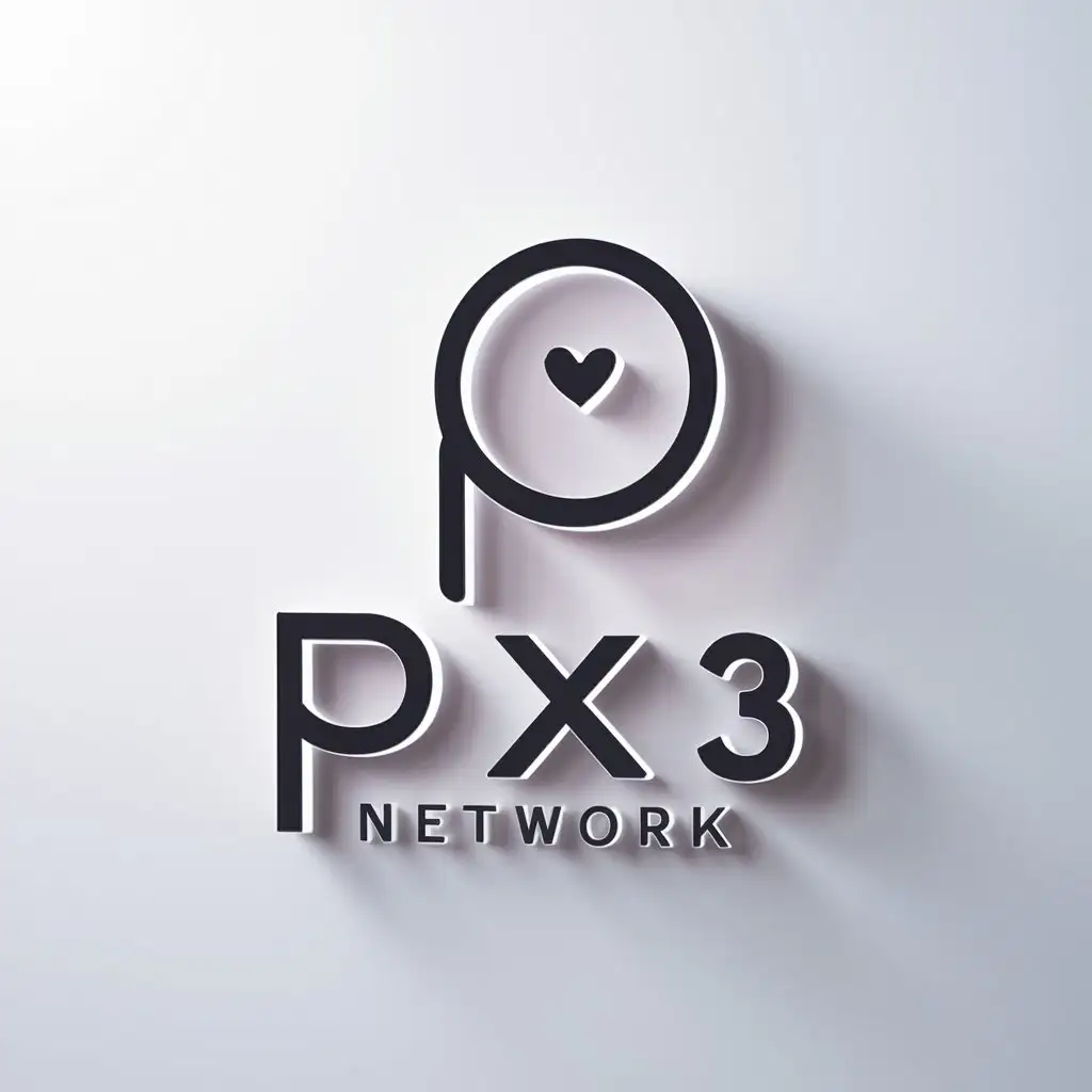 a logo design,with the text "PX3 NETWORK", main symbol:Pleasure,Minimalistic,clear background