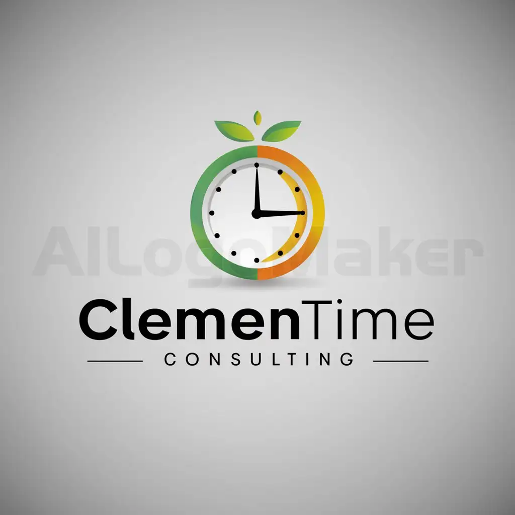 LOGO-Design-For-Clementime-Consulting-Citrus-Clock-Emblem-for-Tech-Industry