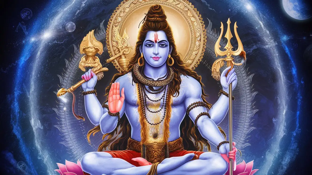 Mystical Depiction of Lord Shiva in Tranquil Meditation