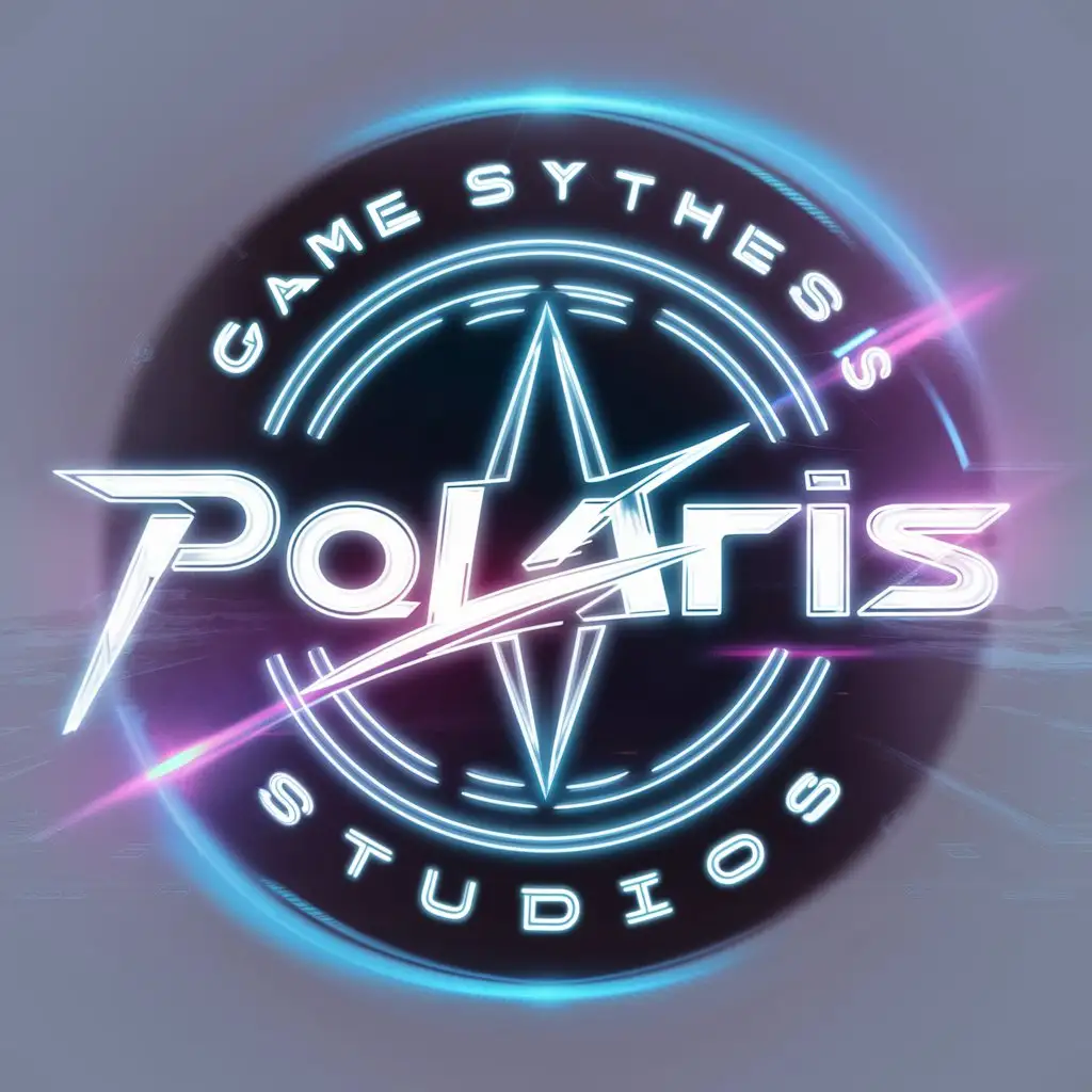 LOGO-Design-For-Polaris-Game-Synthesis-Studios-Neon-Light-Space-Cyberpunk-Theme