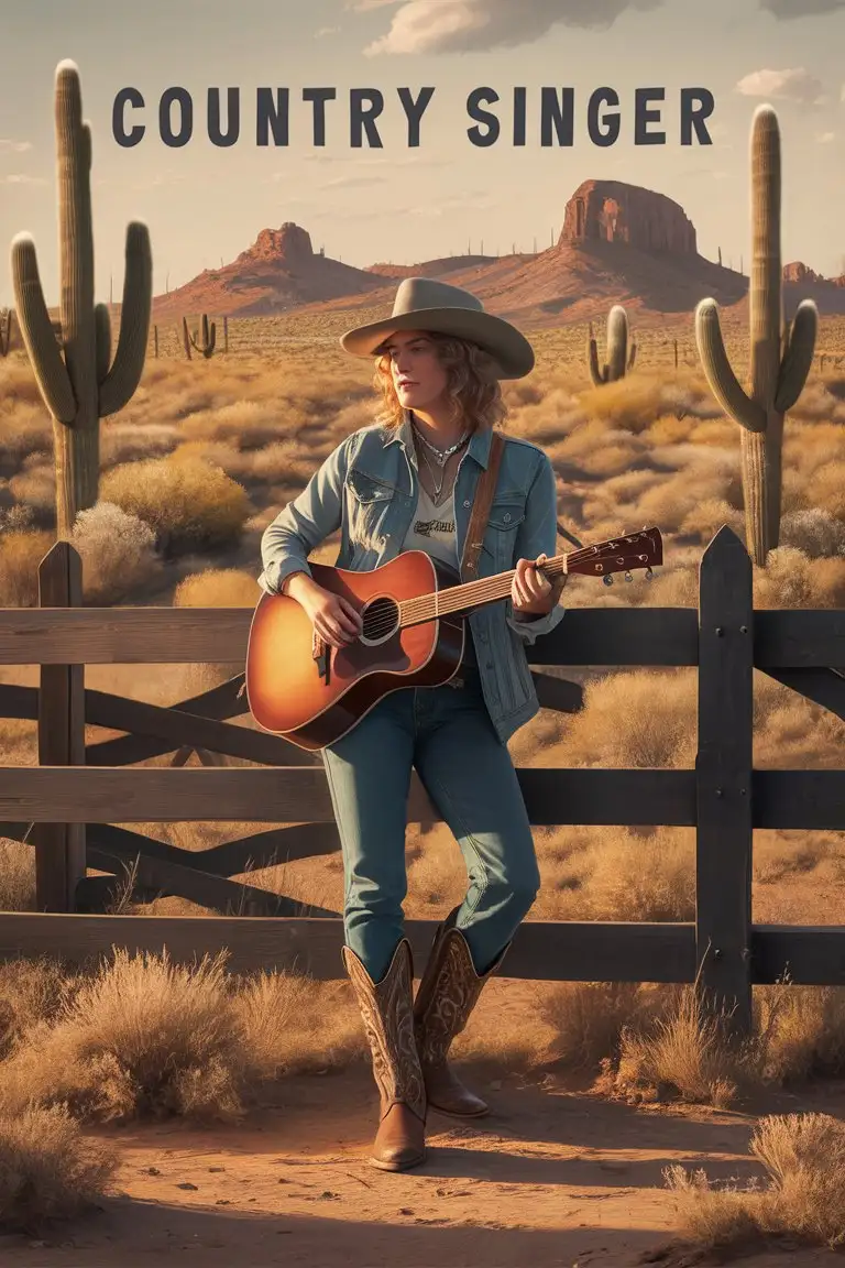 Country Singer Poster Desert Vibes Musician Portrait