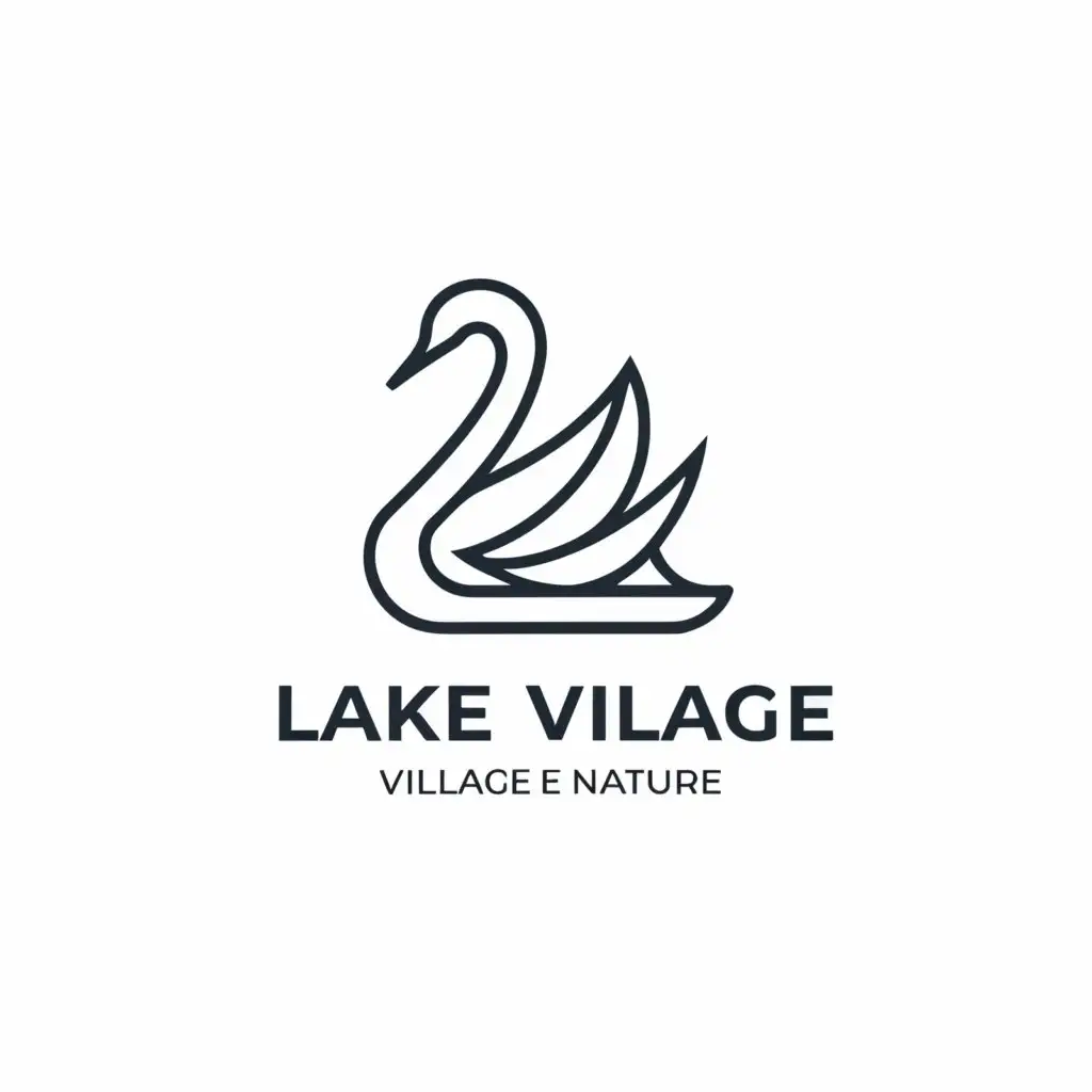 a logo design,with the text "Lake, village, nature", main symbol:Swan,Minimalistic,be used in 0 industry,clear background