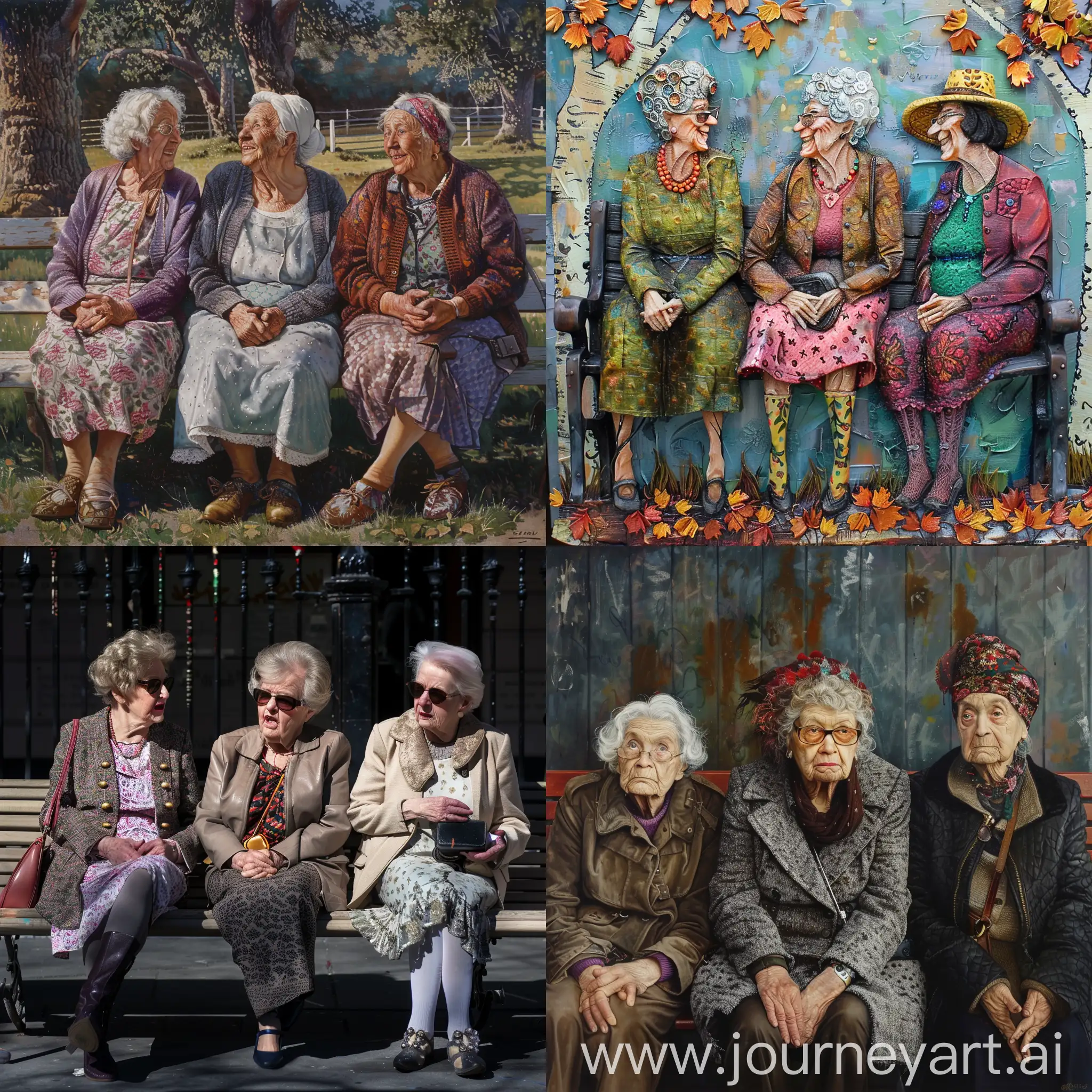 Three-Gossip-Grandmothers-Chatting-on-a-Park-Bench