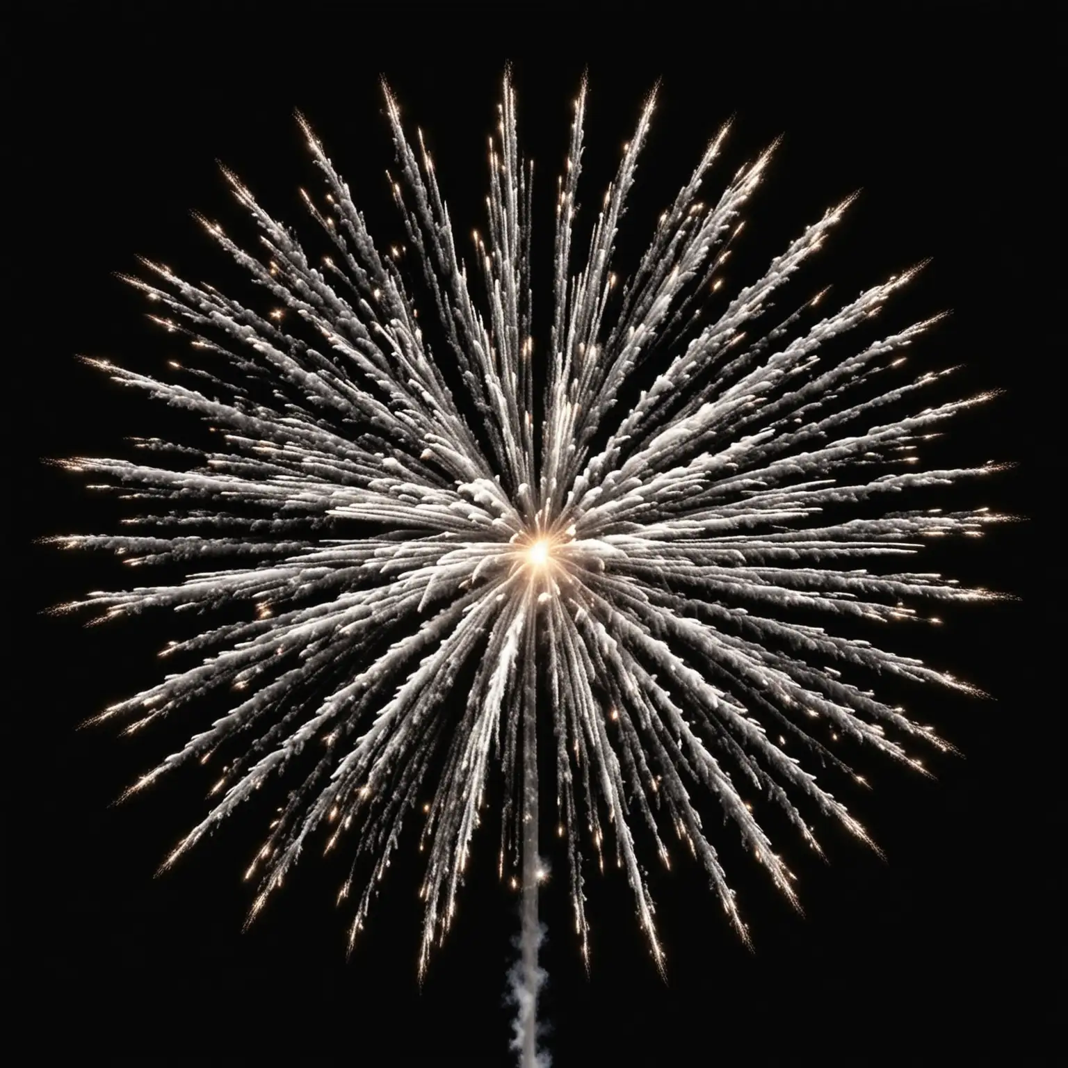 Vibrant White Firework Exploding on Pitch Black Night Sky